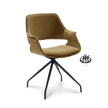 Eetkamerstoel Riccione - velvet - goudkleurig - Leen Bakker