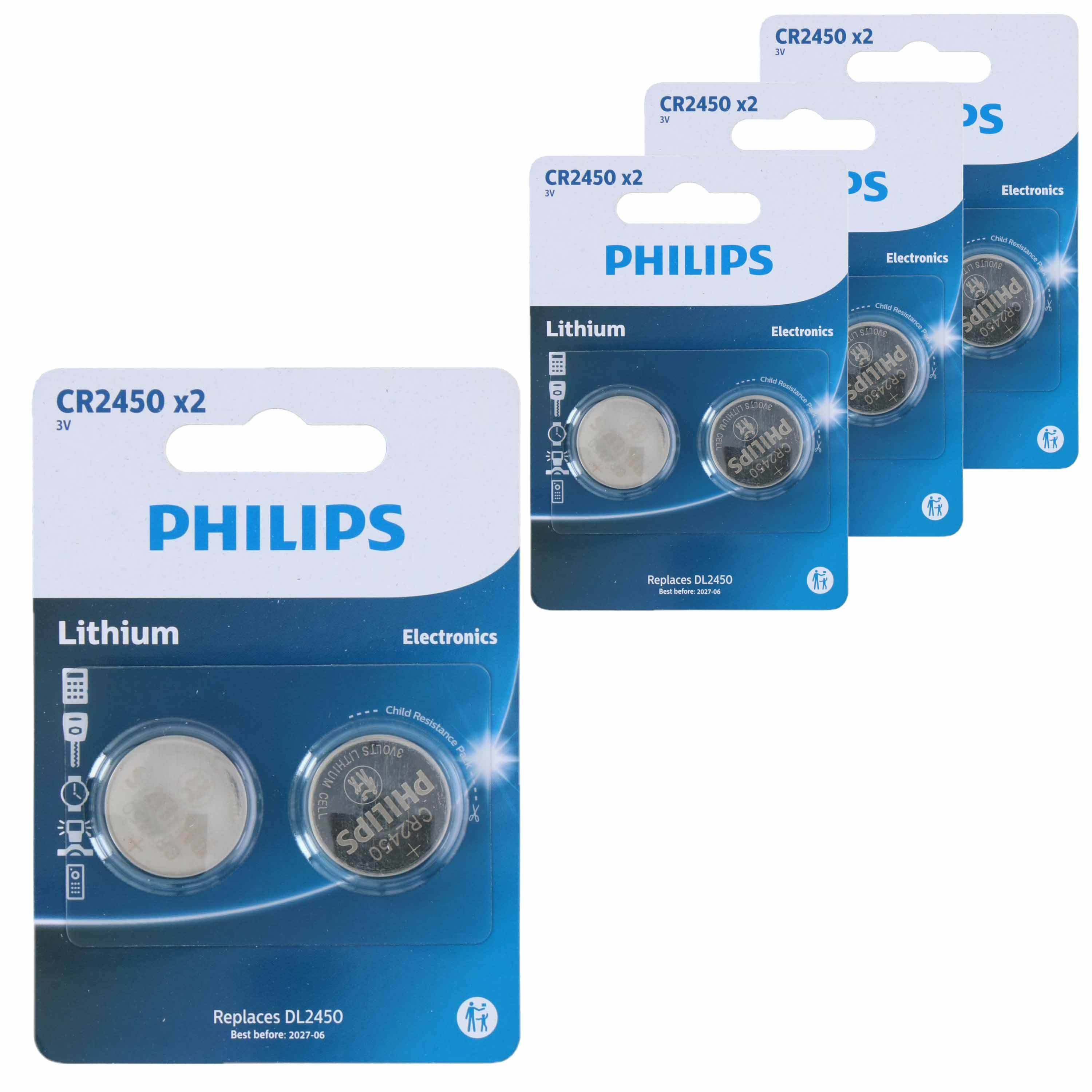 Philips knoopcel batterijen CR2450 - 10x stuks -