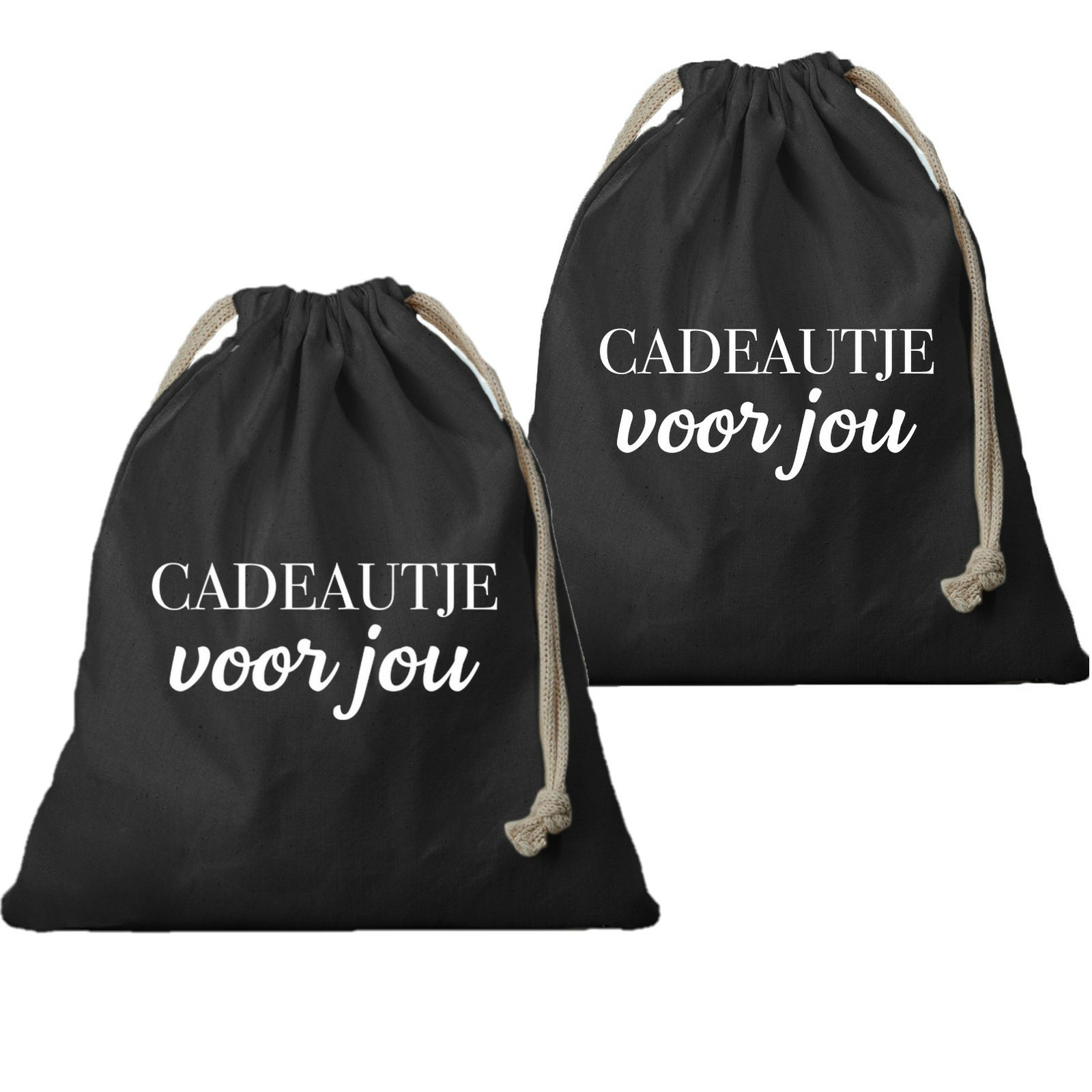 4x Canvas cadeautasje Cadeautje voor jou zwart met koord 25 x 30 cm -