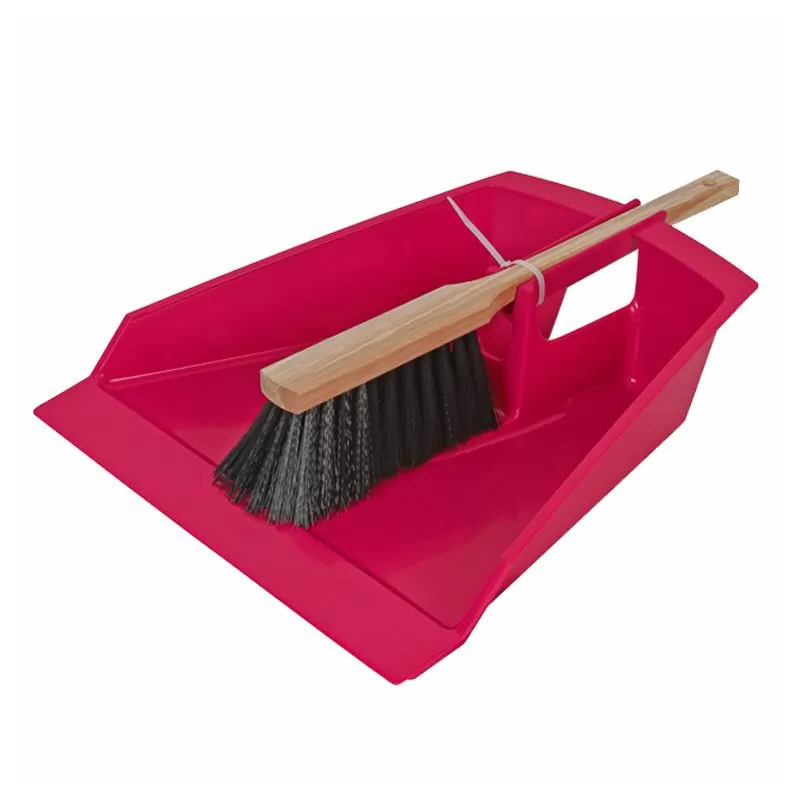 Extra groot stoffer en blik roze 43 cm voor tuinafval/bladeren -