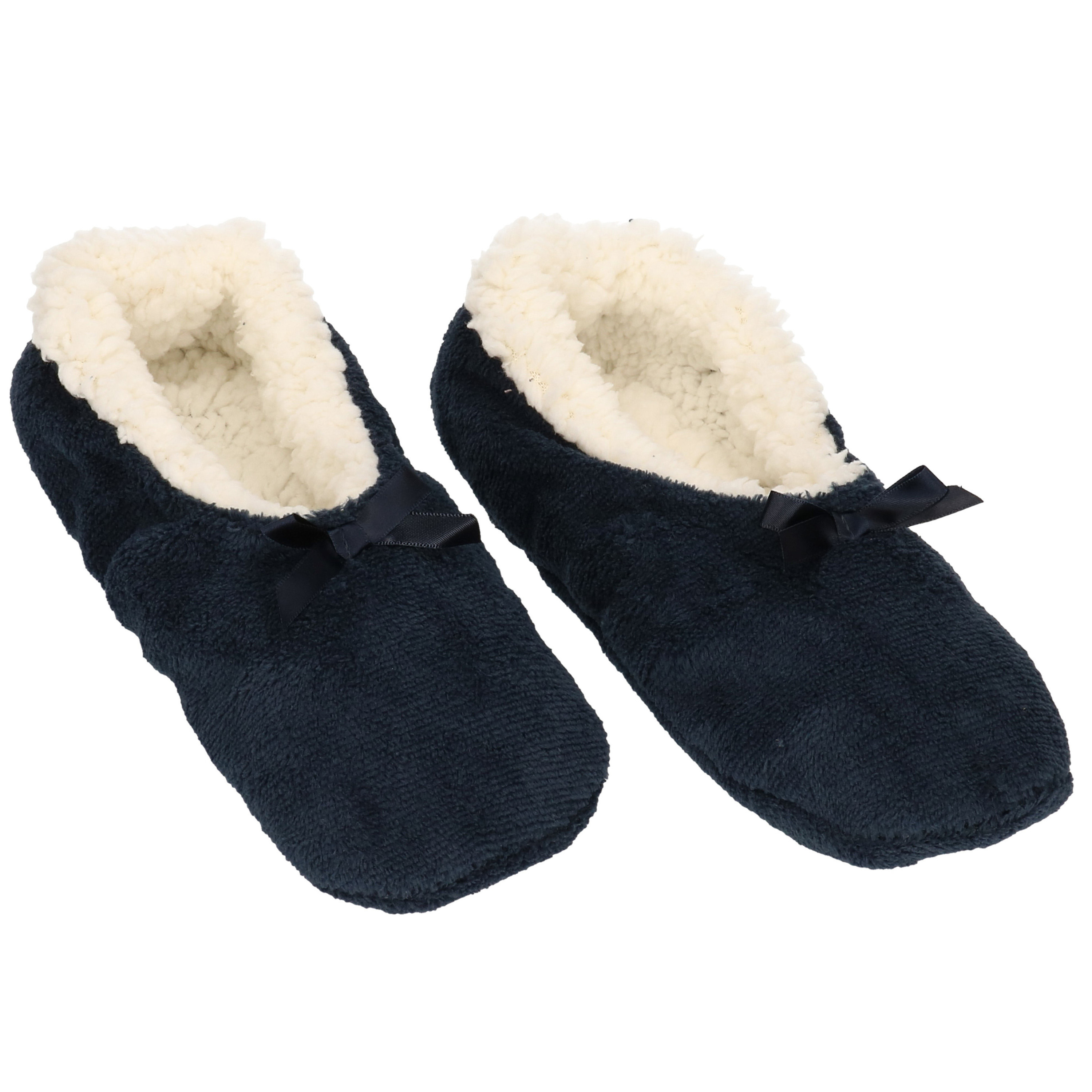 Lage dames sloffen/pantoffels marine blauw maat 37-39 37/39 -