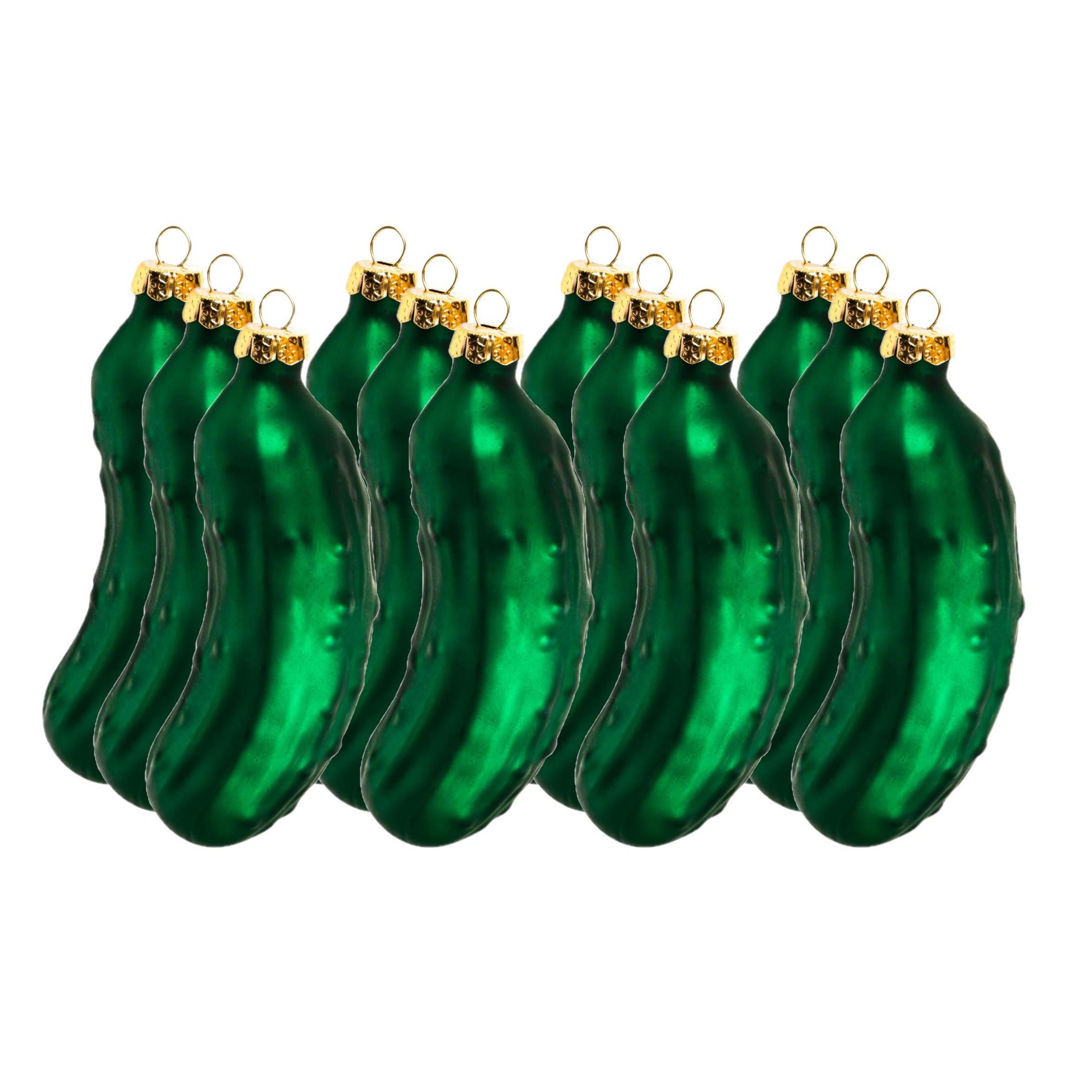 Set van 12x stuks kersthanger figuurtjes glazen augurken 9 cm -