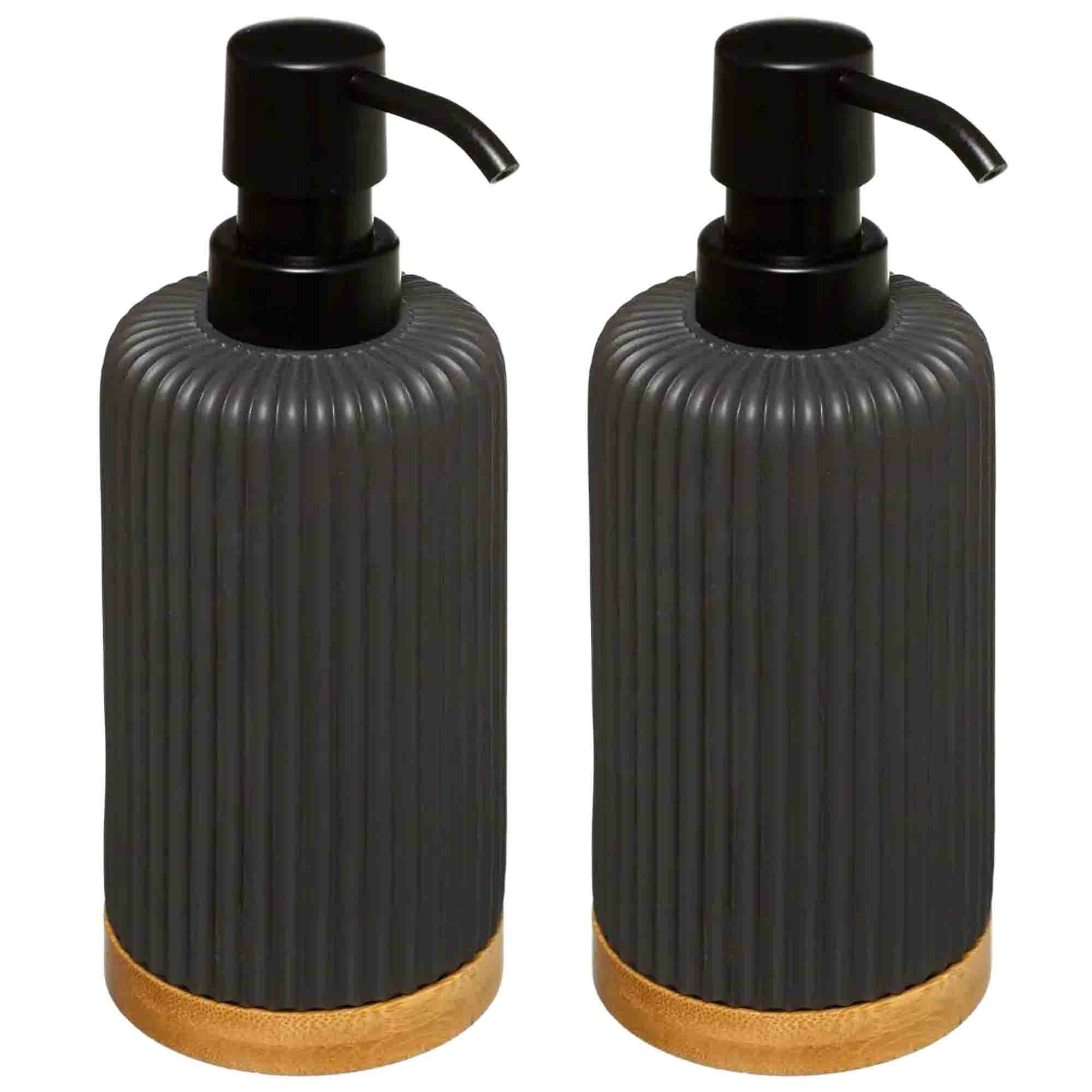 2x Stuks Zeeppompjes/zeepdispensers van kunststeen - antraciet - 270 ml -