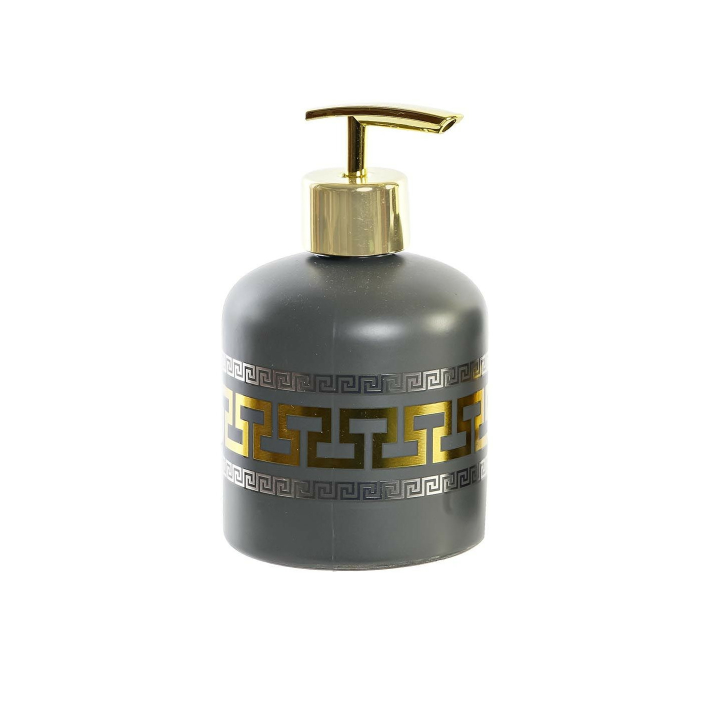 Zeeppompje/dispenser glas grijs/goud 8 x 14 cm -