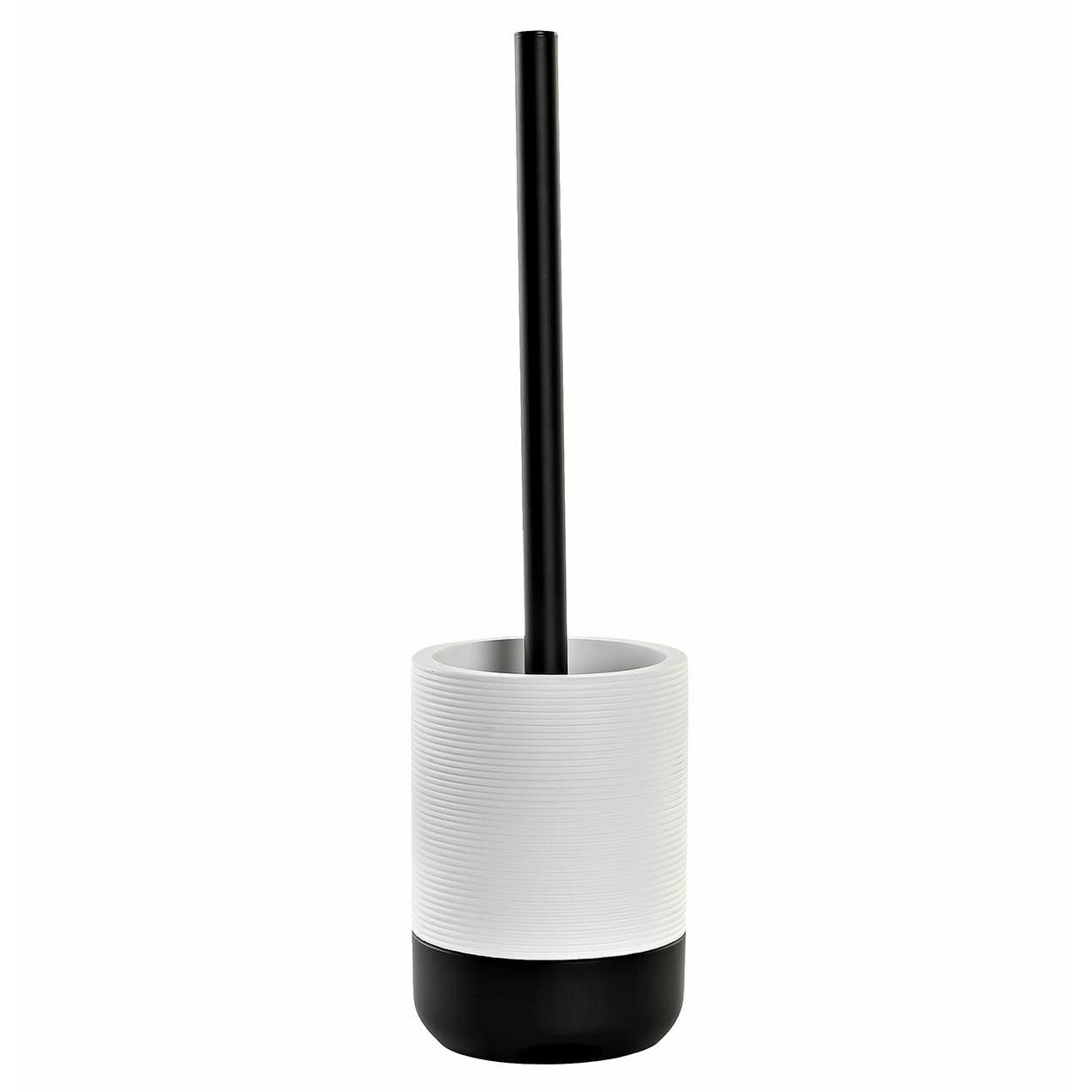 WC/Toiletborstel in houder keramiek zwart/wit 38 x 10 cm -