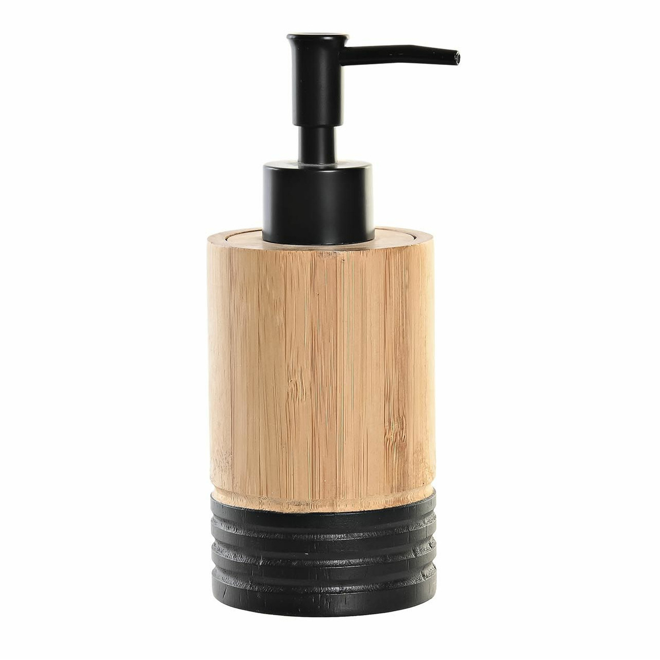 Zeeppompje/dispenser bruin/zwart bamboe hout 7 x 17 cm -