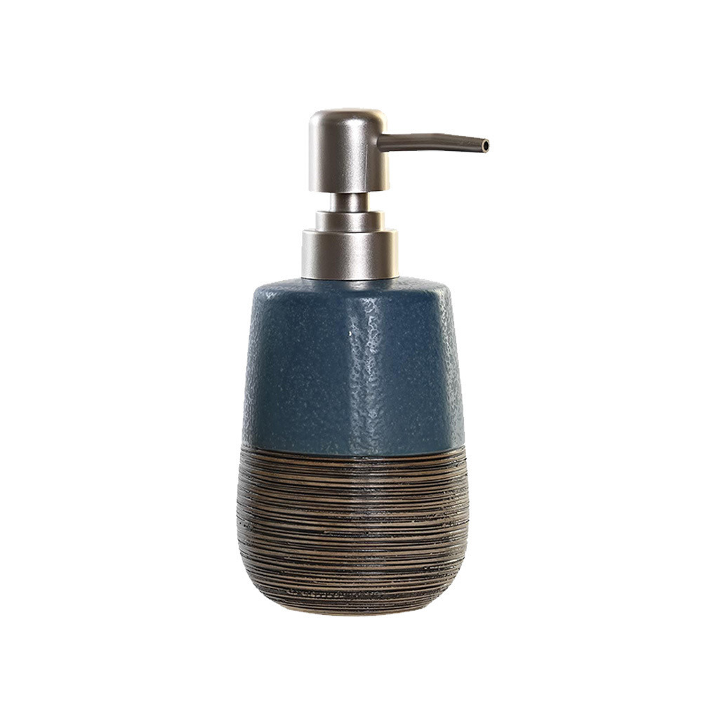 Zeeppompje/dispenser polystone marine blauw 16 cm -