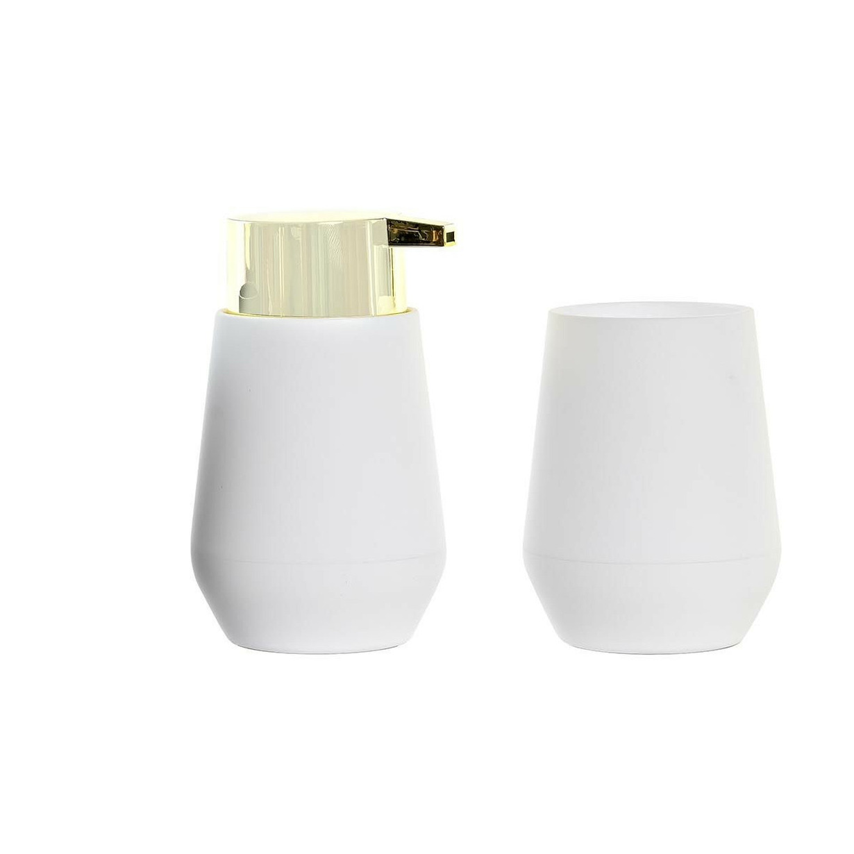 Zeeppompje/dispenser incl. tandenborstelhouder kunststof wit/goud 9 x 15 cm -