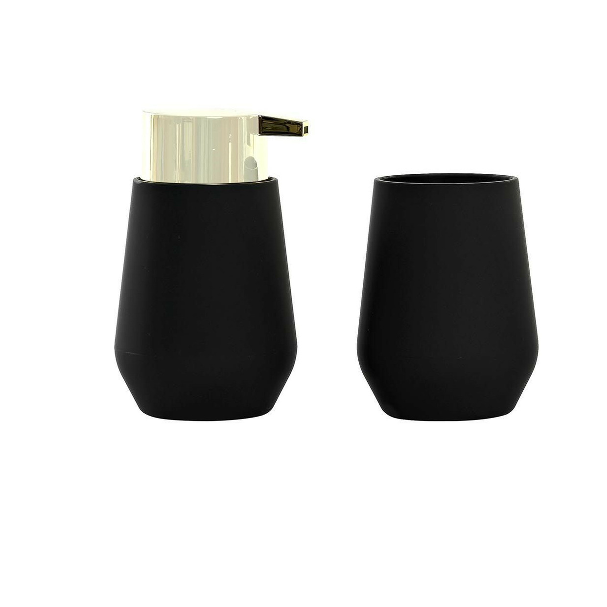 Zeeppompje/dispenser incl. tandenborstelhouder kunststof zwart/goud 9 x 15 cm -