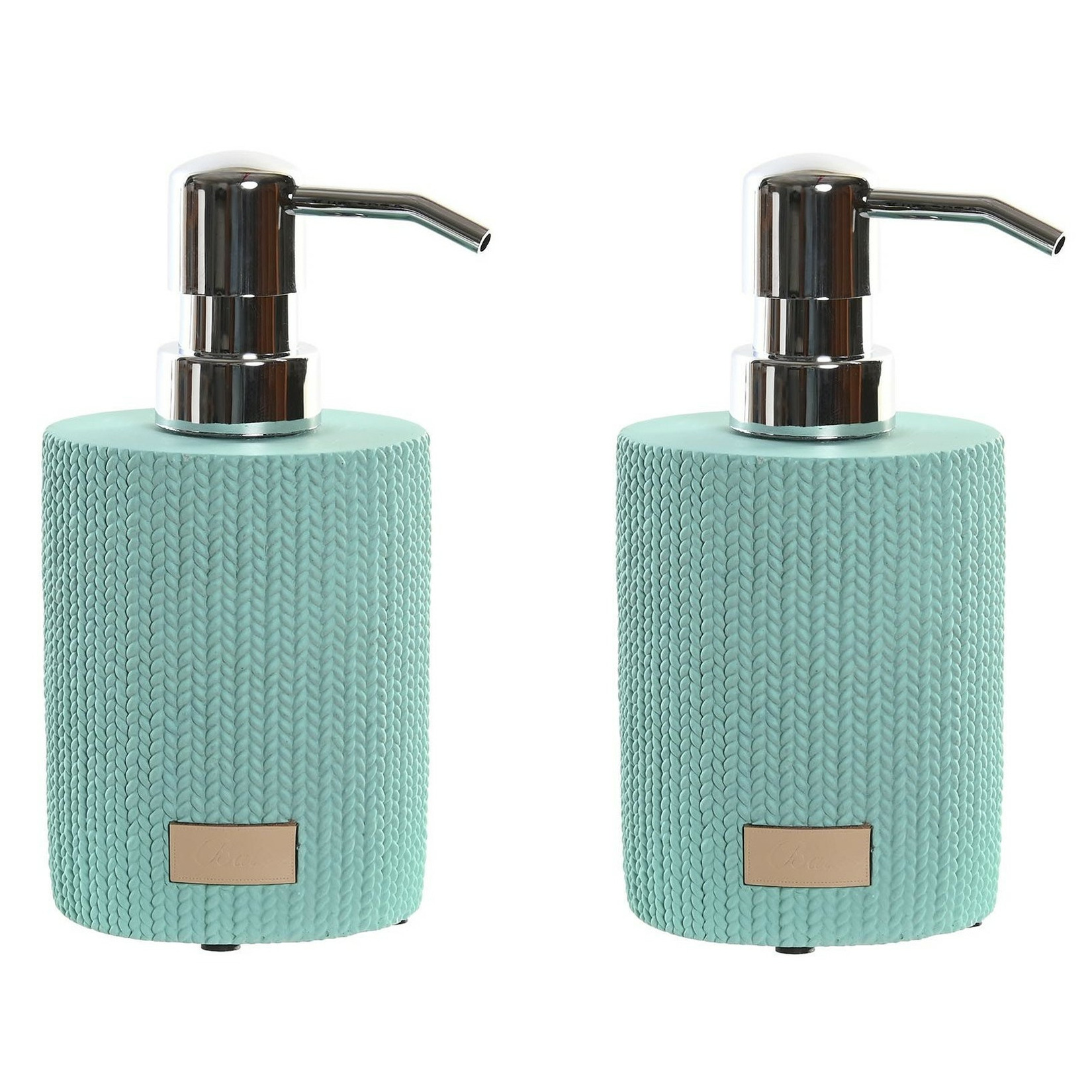 2x stuks zeeppompje/dispenser mintgroen keramiek 10 x 16 cm -