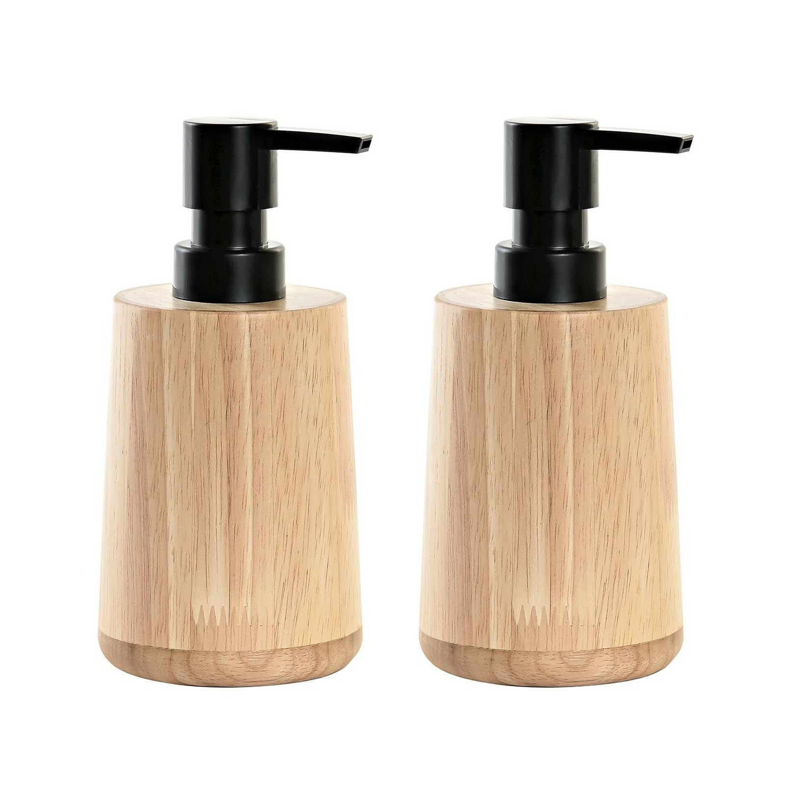 2x stuks zeeppompje/dispenser bruin bamboe hout 8 x 16 cm -