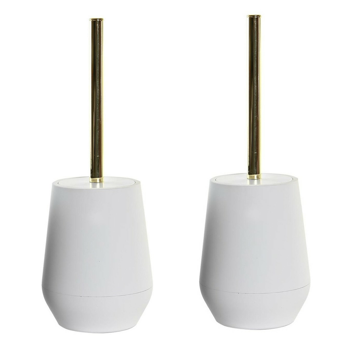 2x stuks WC/Toiletborstel in houder wit polystone 35 x 12 cm -