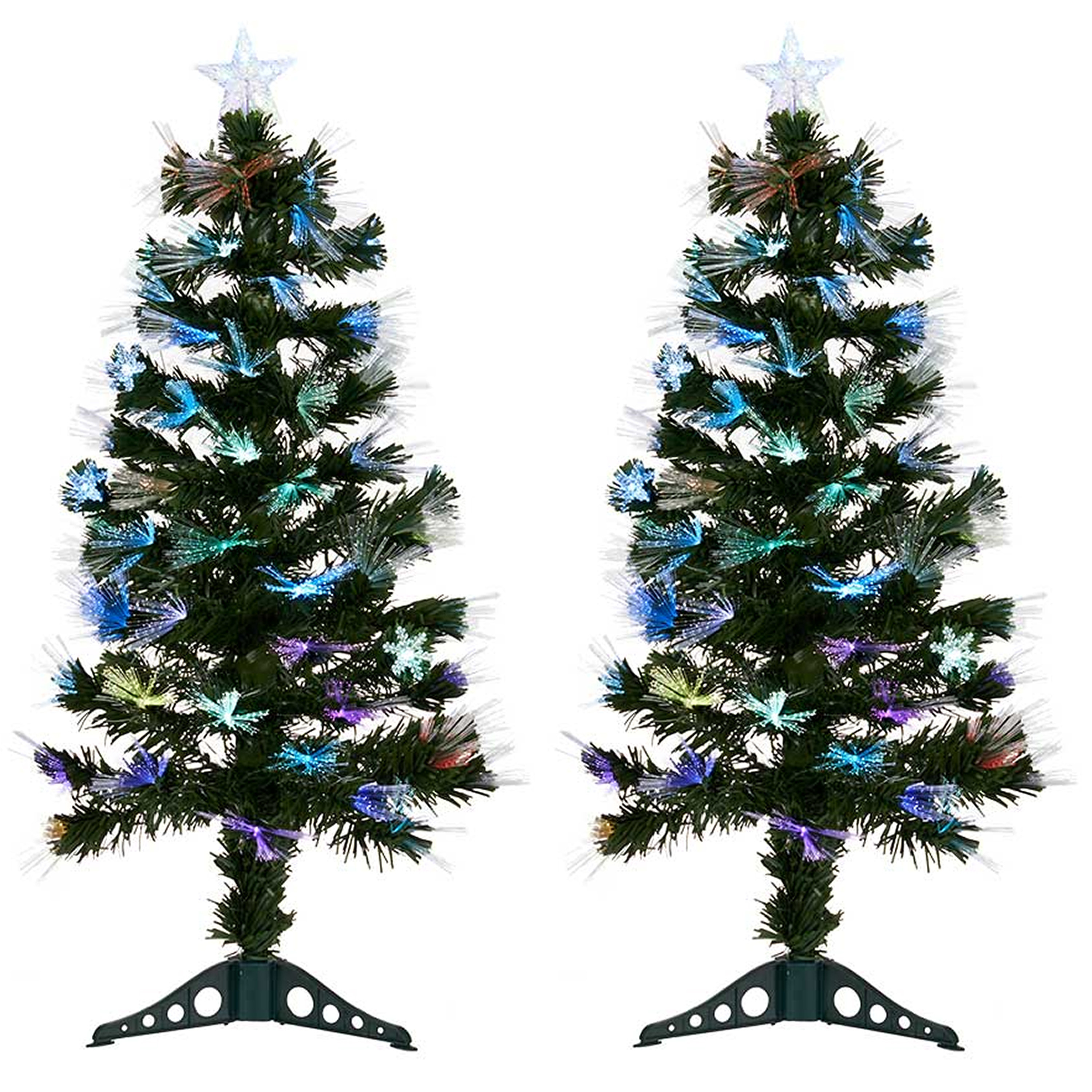 2x Stuks Kunstkerstbomen met verlichting - H90 cm - LED multi color -
