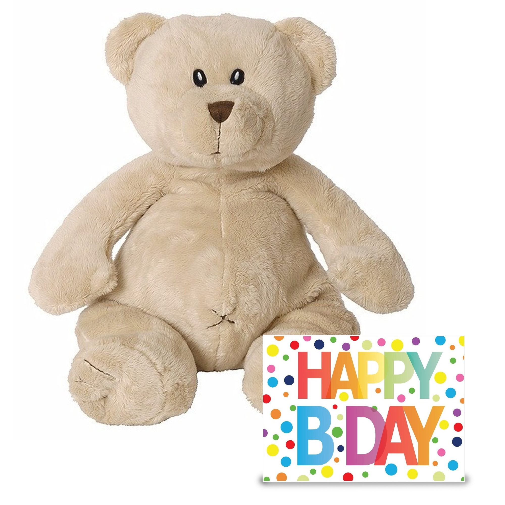 Verjaardag cadeau knuffelbeer 40 cm met XL Happy Birthday wenskaart -
