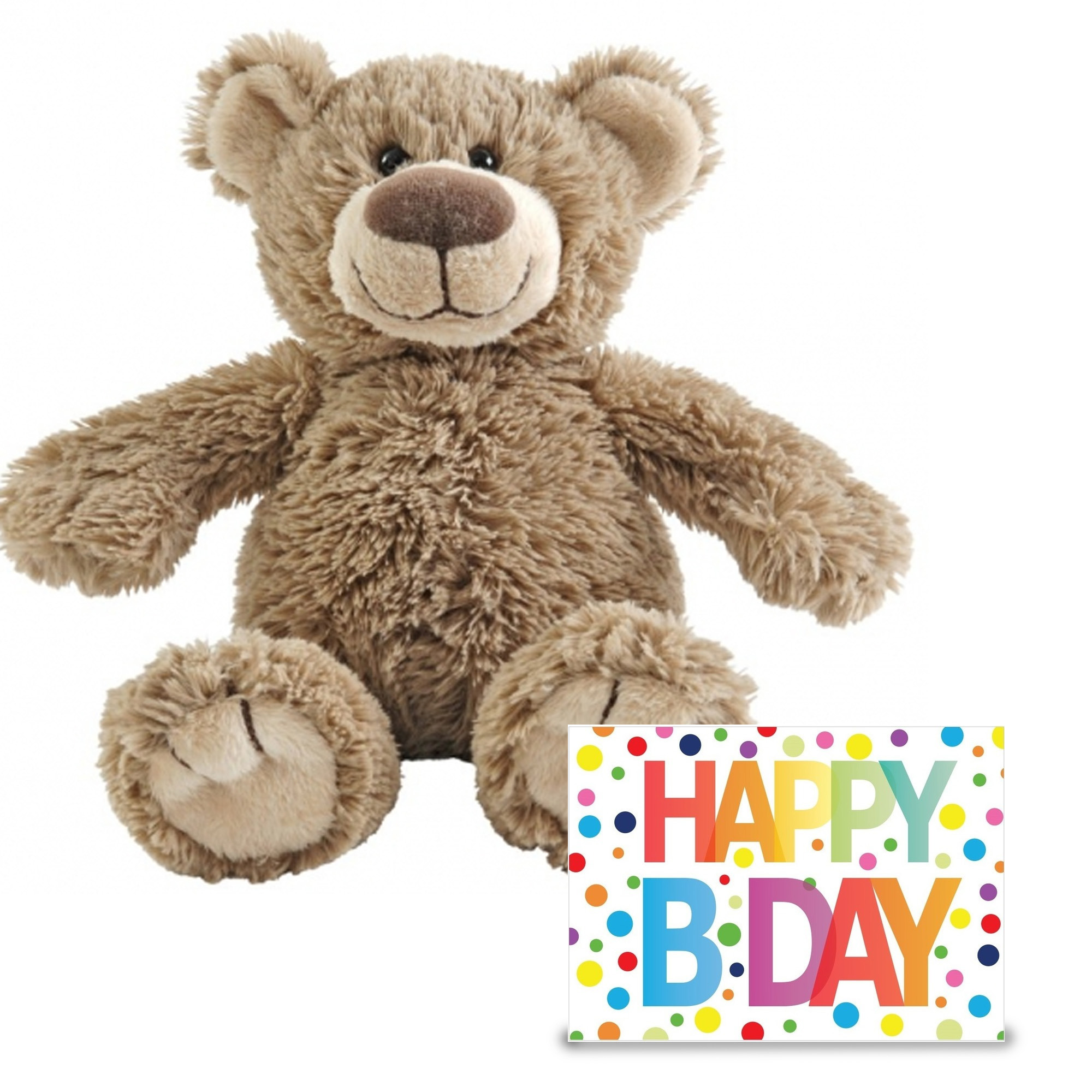 Verjaardag cadeau knuffelbeer 40 cm met XL Happy Birthday wenskaart -