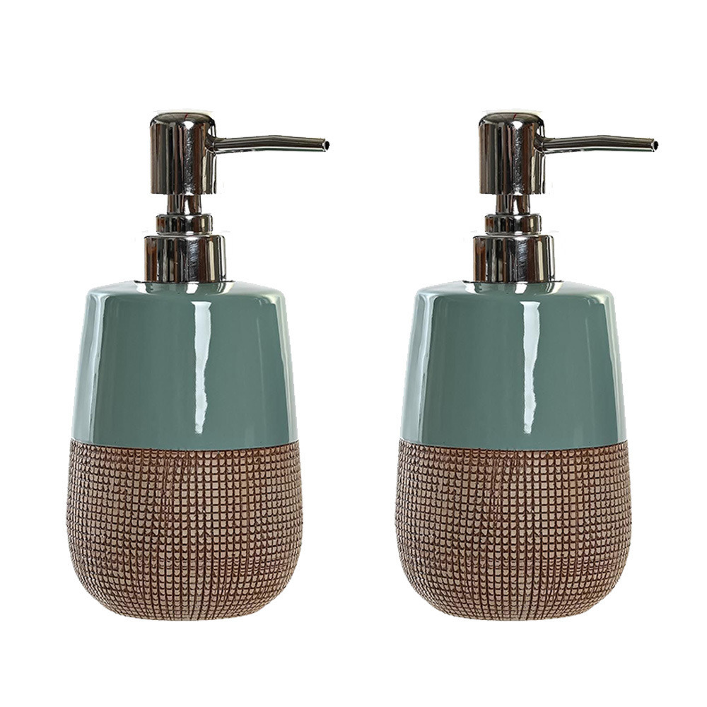 2x stuks zeeppompje/dispenser polystone mintgroen 16 cm -
