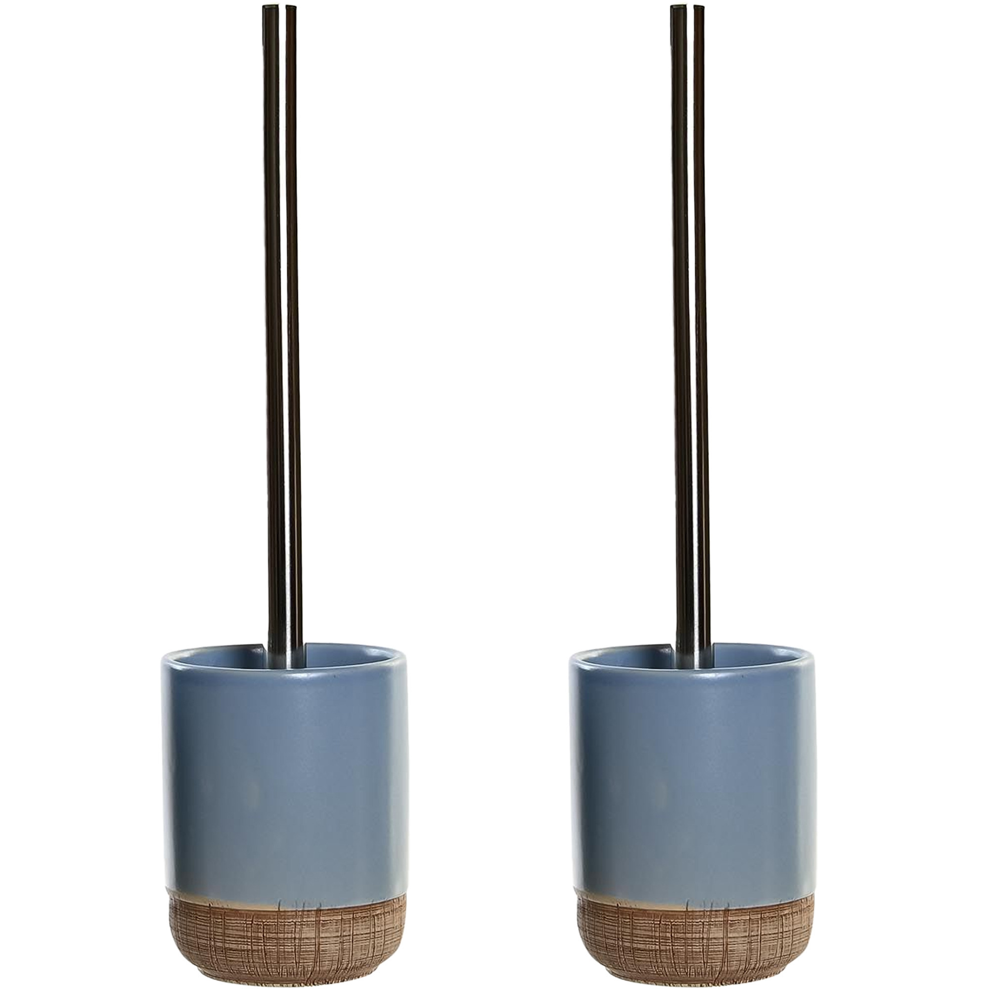 2x stuks toiletborstel met houder polystone korenblauw 35 cm -