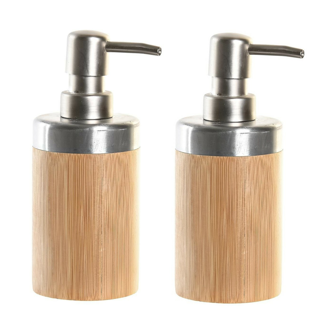 2x stuks zeeppompje/dispenser bruin bamboe hout 7 x 17 cm -