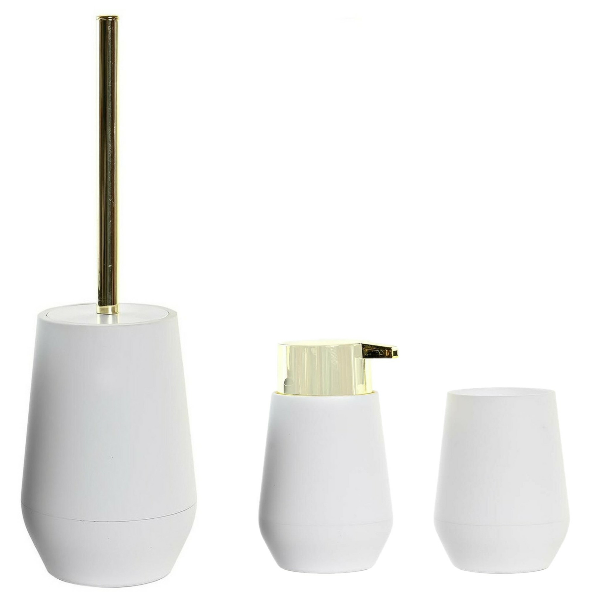 Toiletborstel met houder 35cm en zeeppompje/beker 280 ml polystone wit -