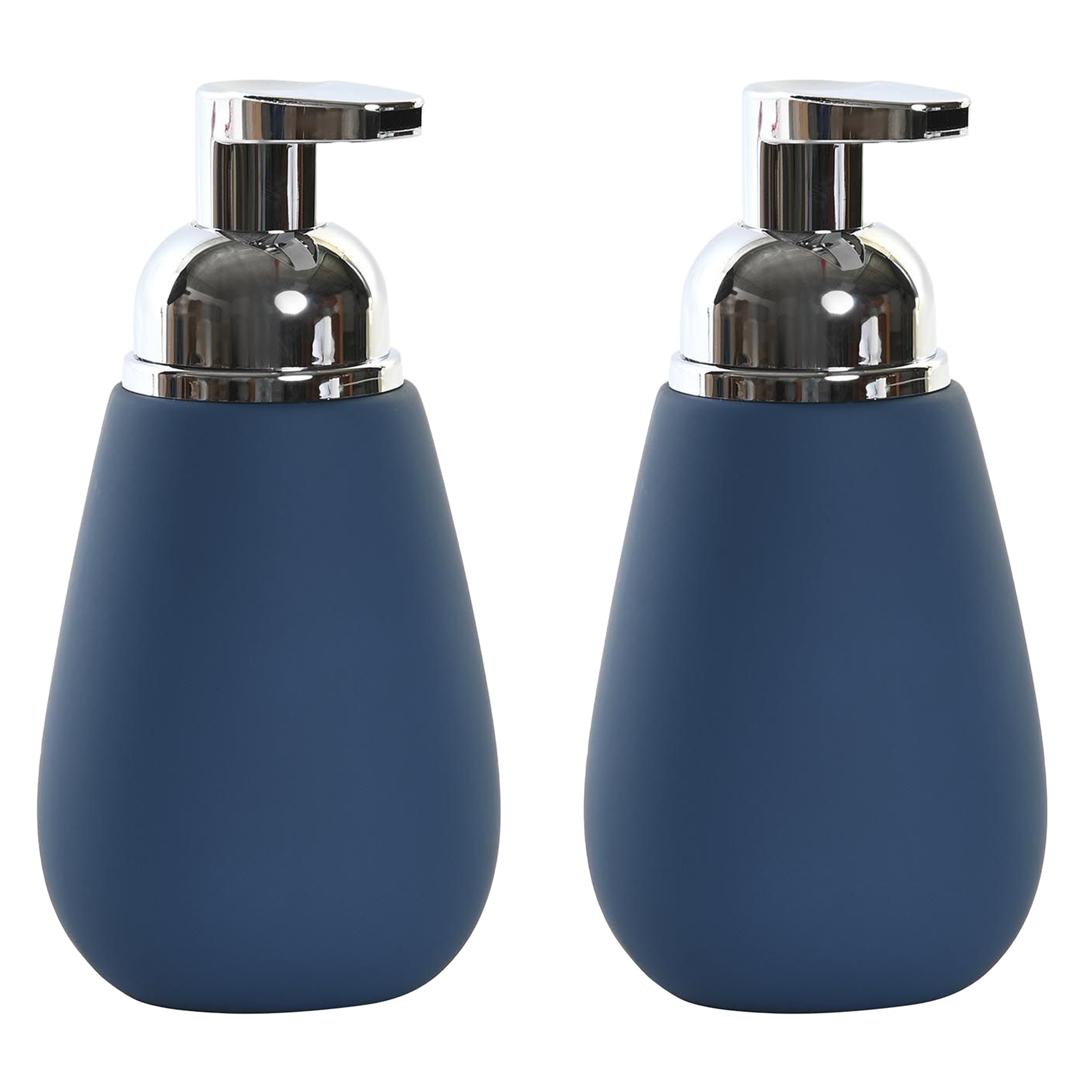 2x stuks zeeppompje/dispenser keramiek nachtblauw 16 cm -
