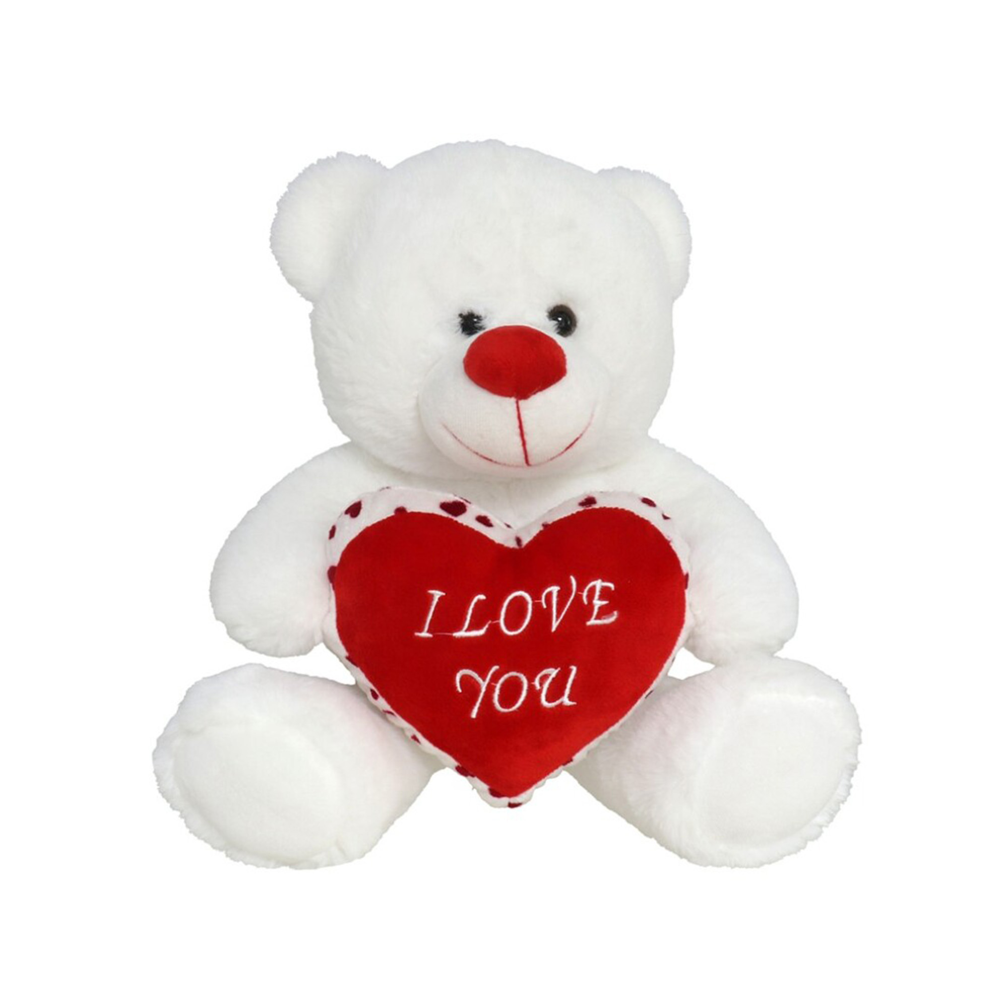 Pluche knuffelbeer met wit/rood Love hartje 20 cm -