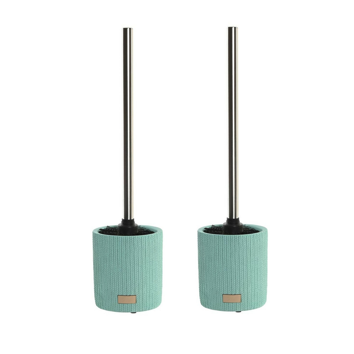 2x stuks WC/Toiletborstel in houder keramiek mintgroen 36 x 10 cm -
