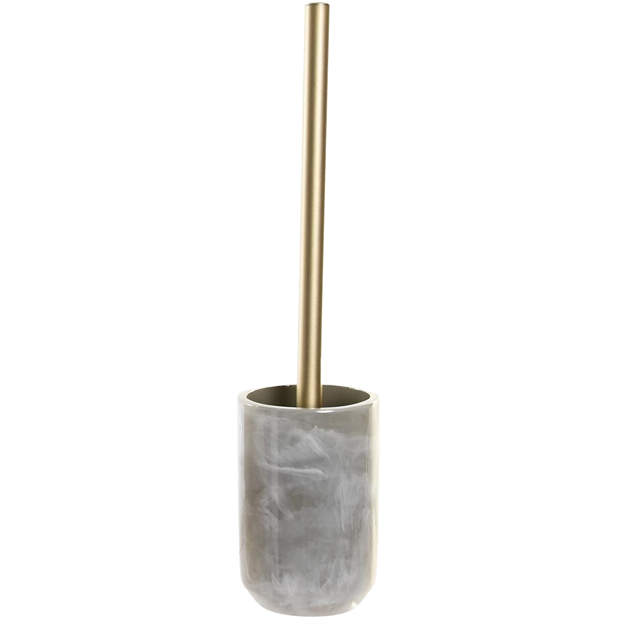 Toiletborstel met houder marmer look polyresin lichtgrijs 37 cm -