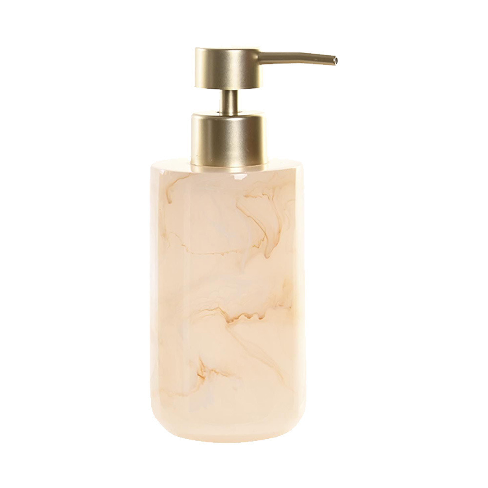 Zeeppompje/dispenser marmer look polyresin creme 17 cm -