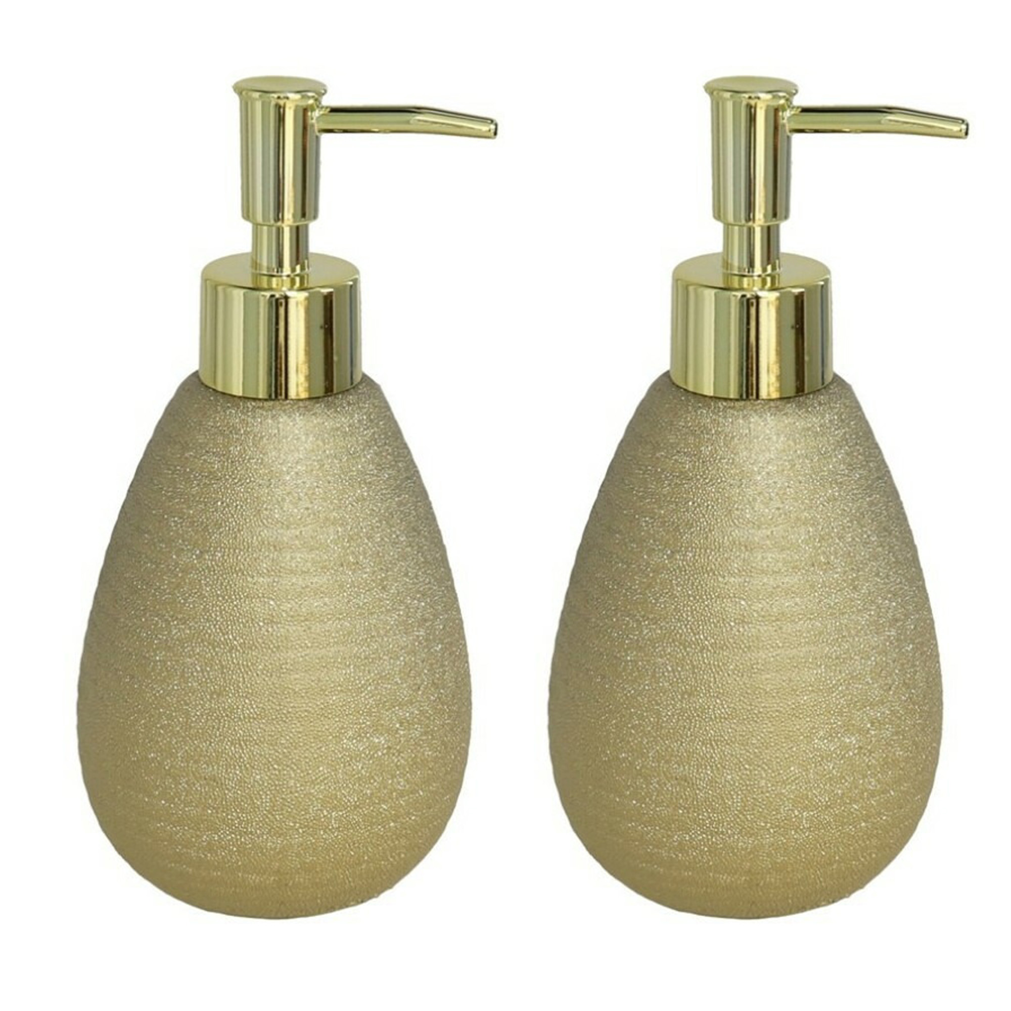 2x stuks zeeppompje/dispenser goud glanzend polystone 8 x 17 cm -