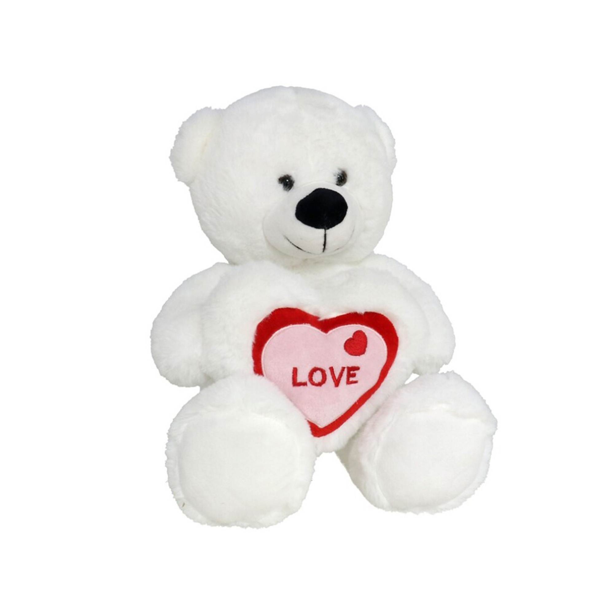 Pluche knuffelbeer met wit/rood Love hartje 30 cm -