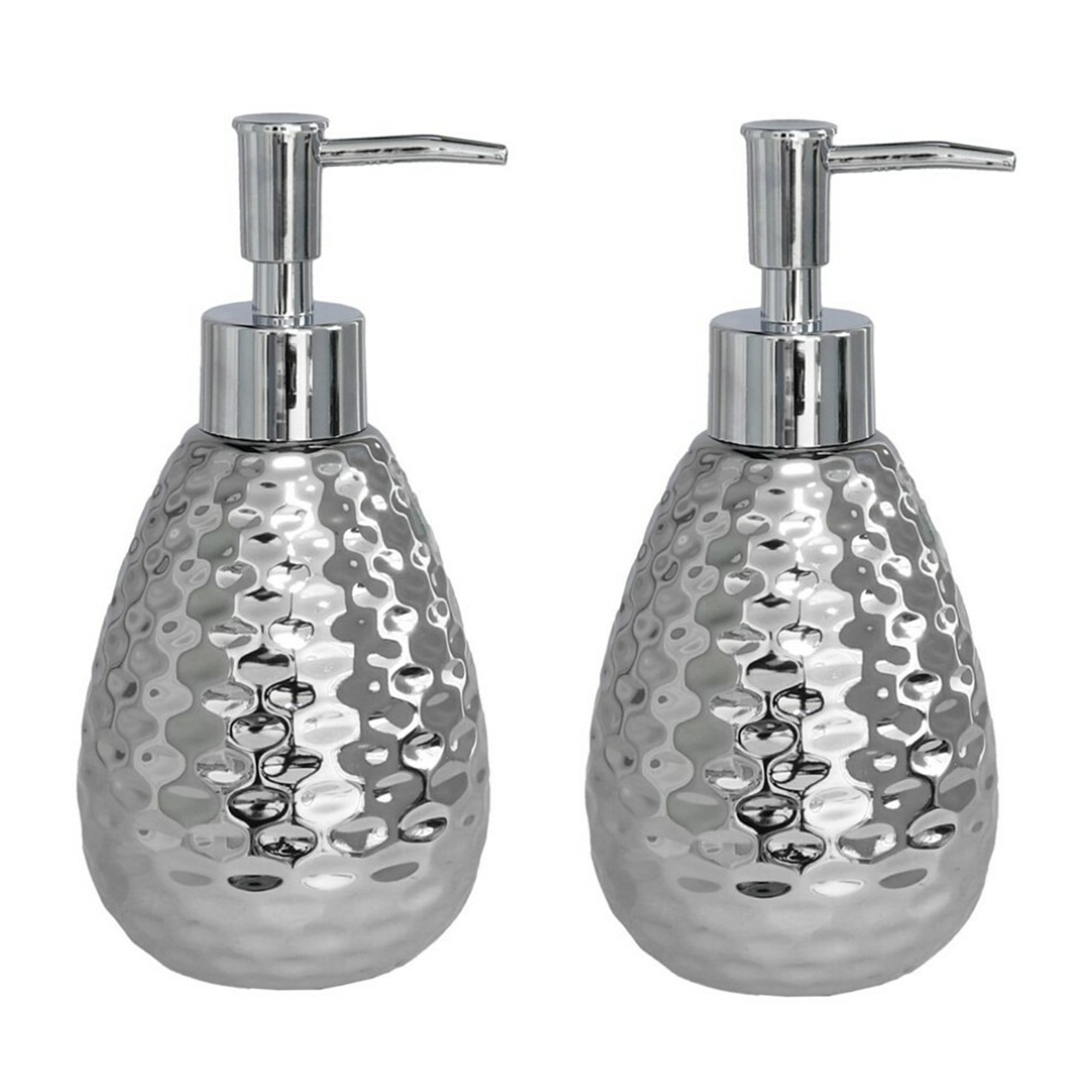 2x stuks zeeppompje/dispenser zilver glanzend metaal 8 x 17 cm -
