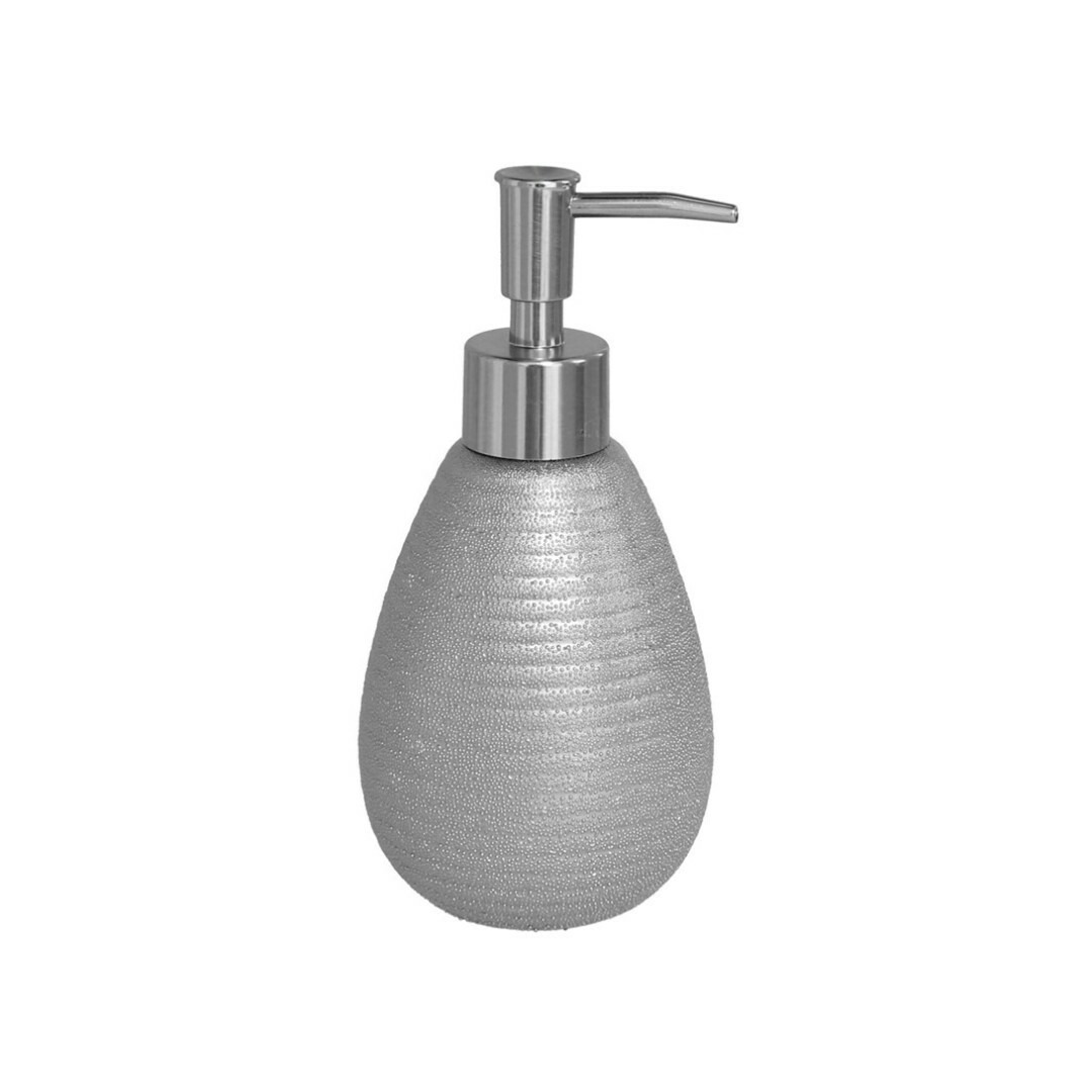 Zeeppompje/dispenser zilver glanzend polystone 8 x 17 cm -