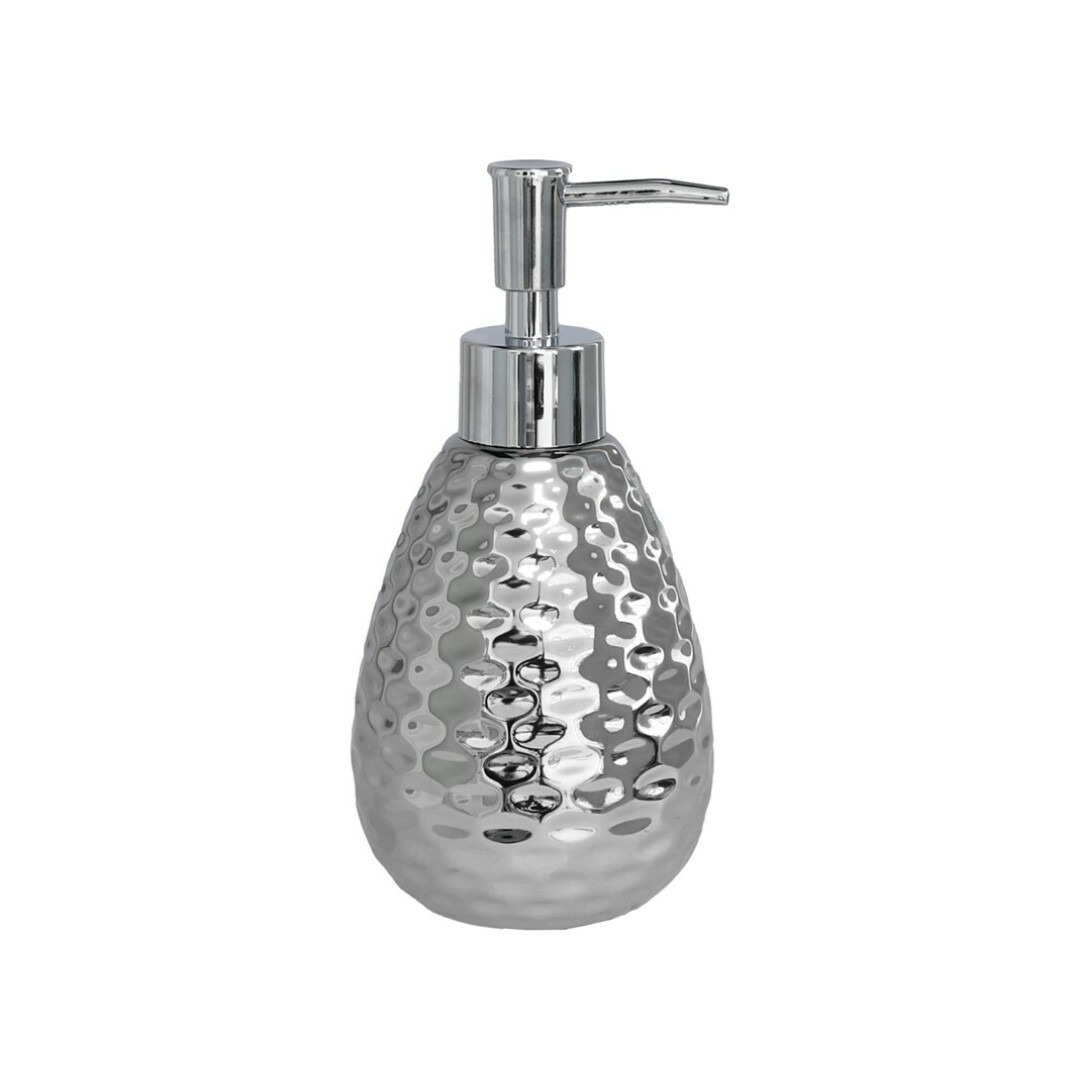 Zeeppompje/dispenser zilver glanzend metaal 8 x 17 cm -