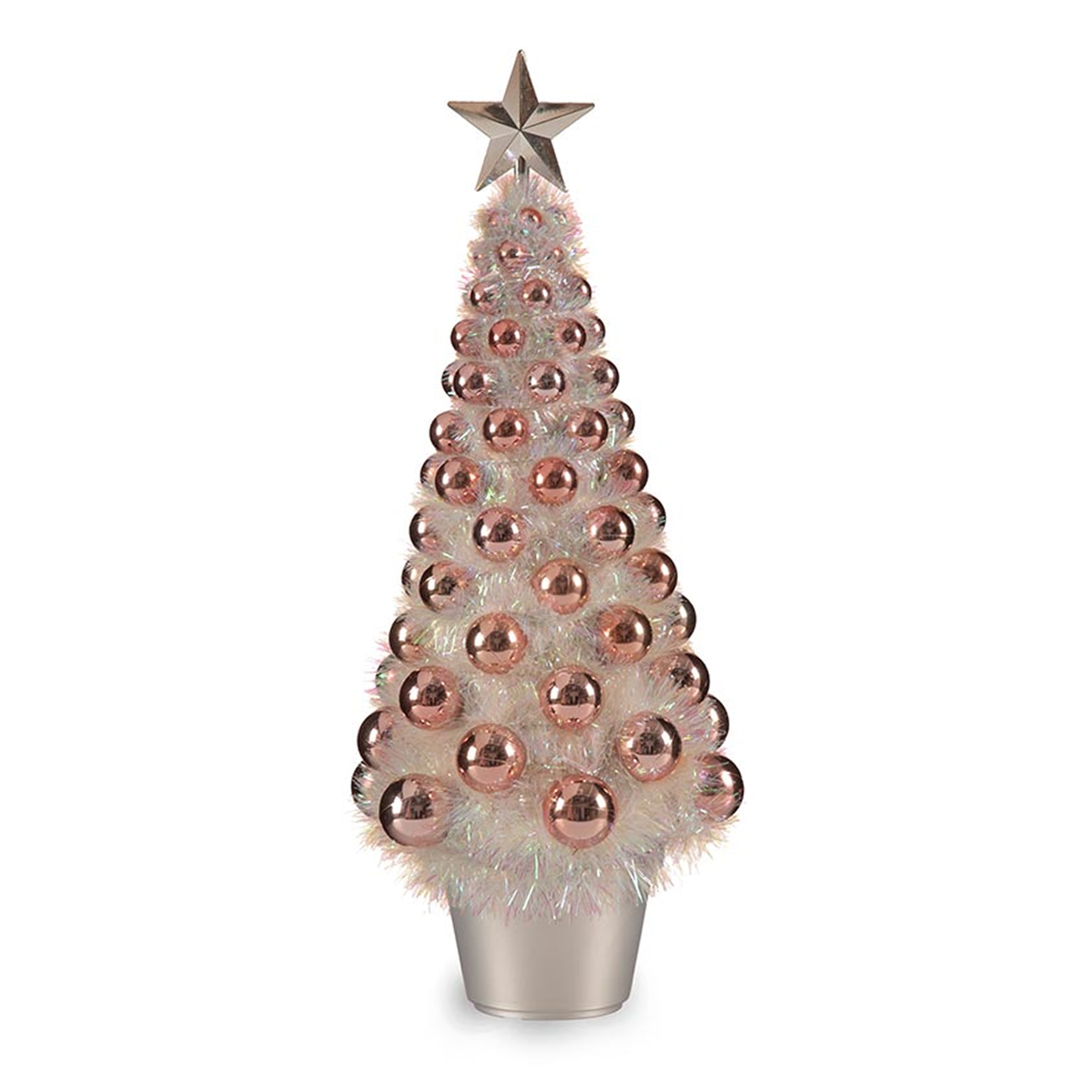 Mini kunst kerstboom/kunstboom roze incl. kerstballen 50 cm kunststof -