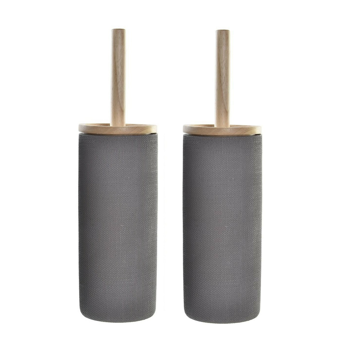 2x stuks WC/Toiletborstel in houder polystone grijs 38 x 10 cm -