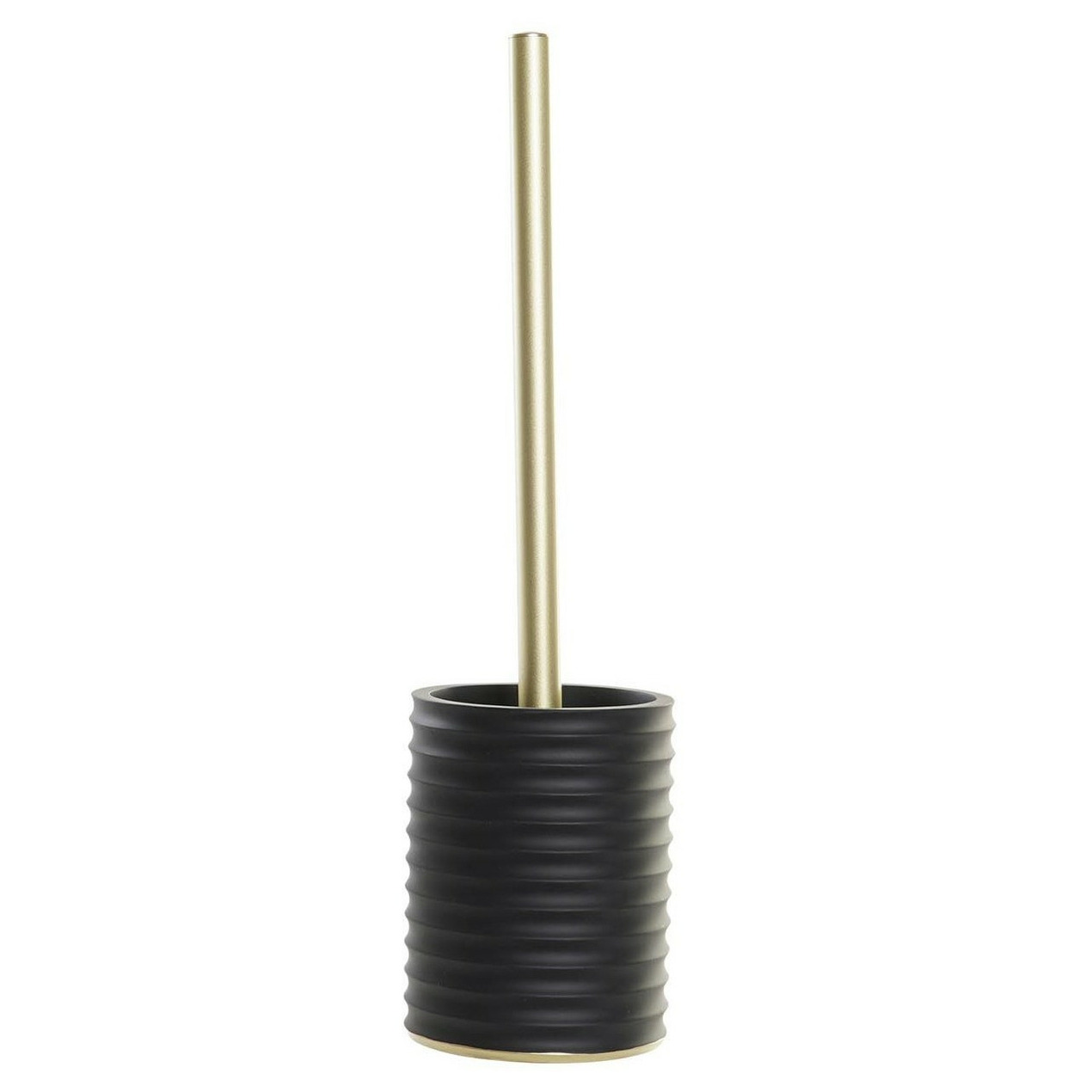 WC/Toiletborstel in houder keramiek zwart/goud 38 x 13 cm -