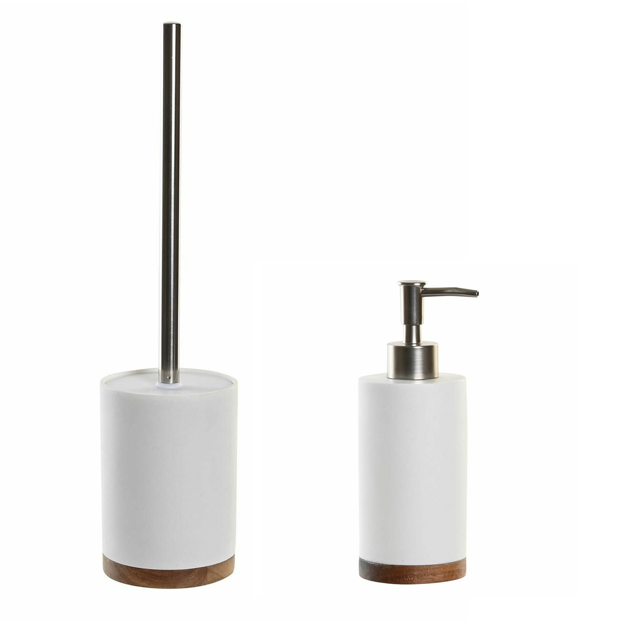 Toiletborstel met houder 41 cm en zeeppompje 300 ml keramiek/metaal -