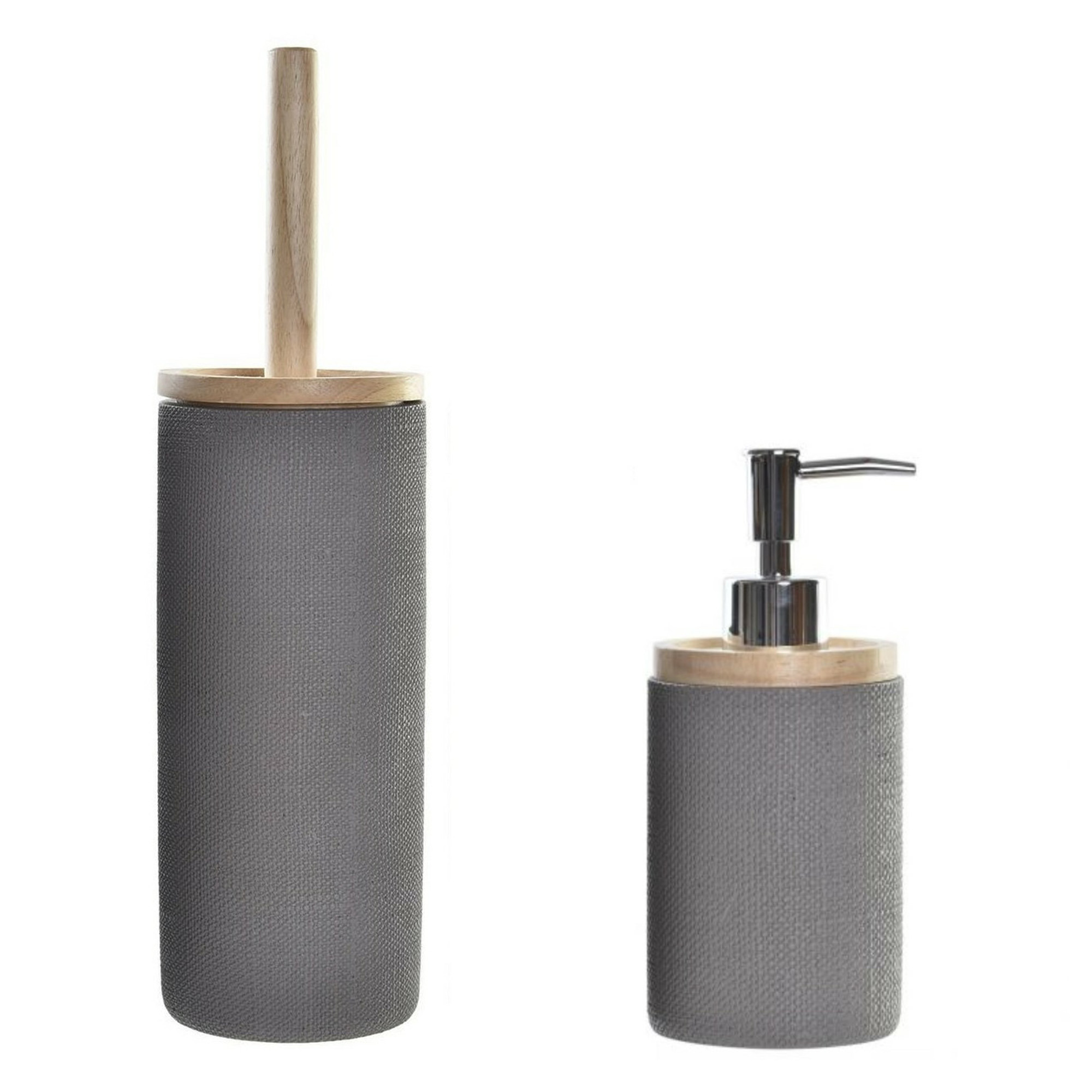 Toiletborstel met houder 38 cm en zeeppompje 300 ml polystone/hout -