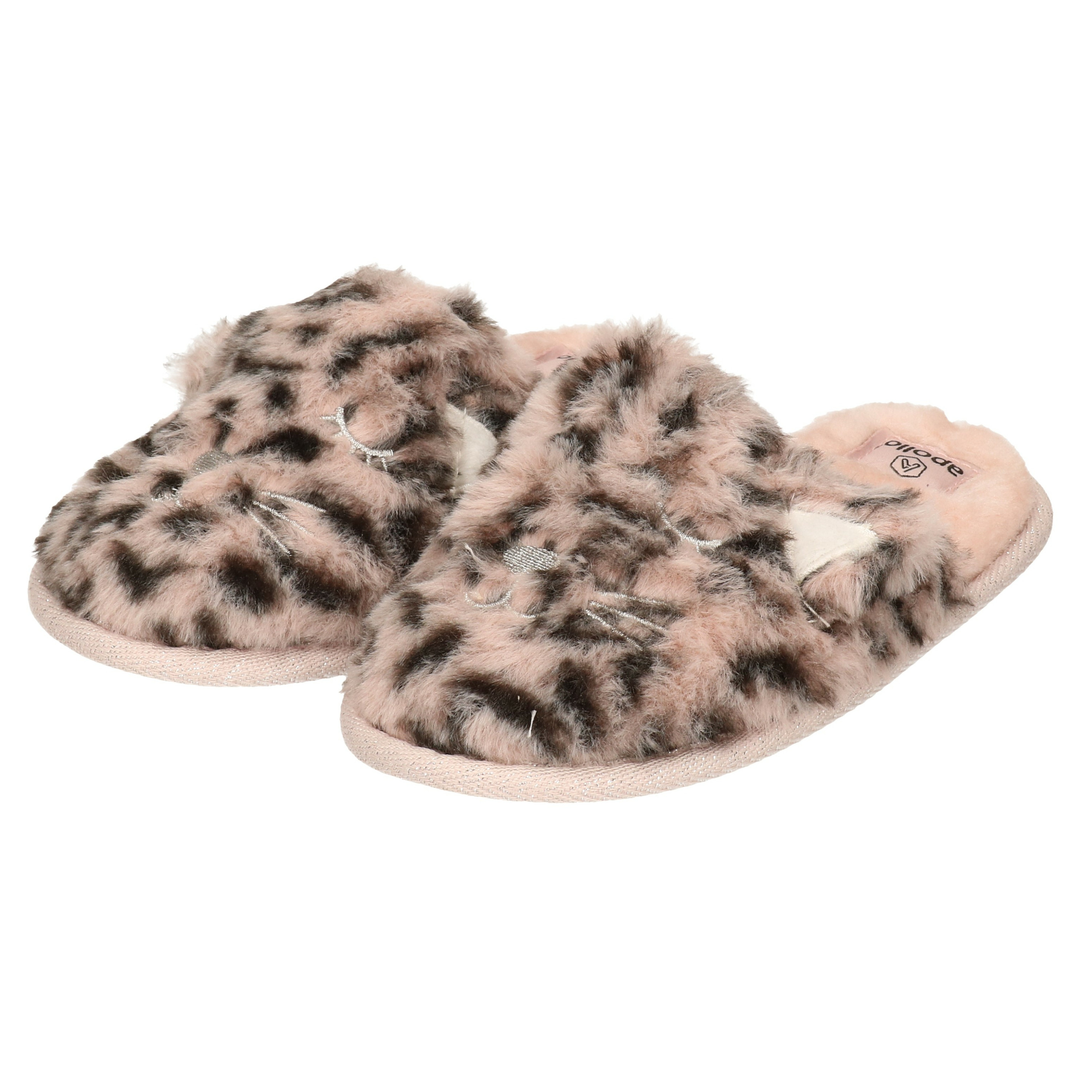 Instap sloffen/pantoffels - luipaard print roze - maat 33-34 - kinderen - meisjes slippers 33/34 -