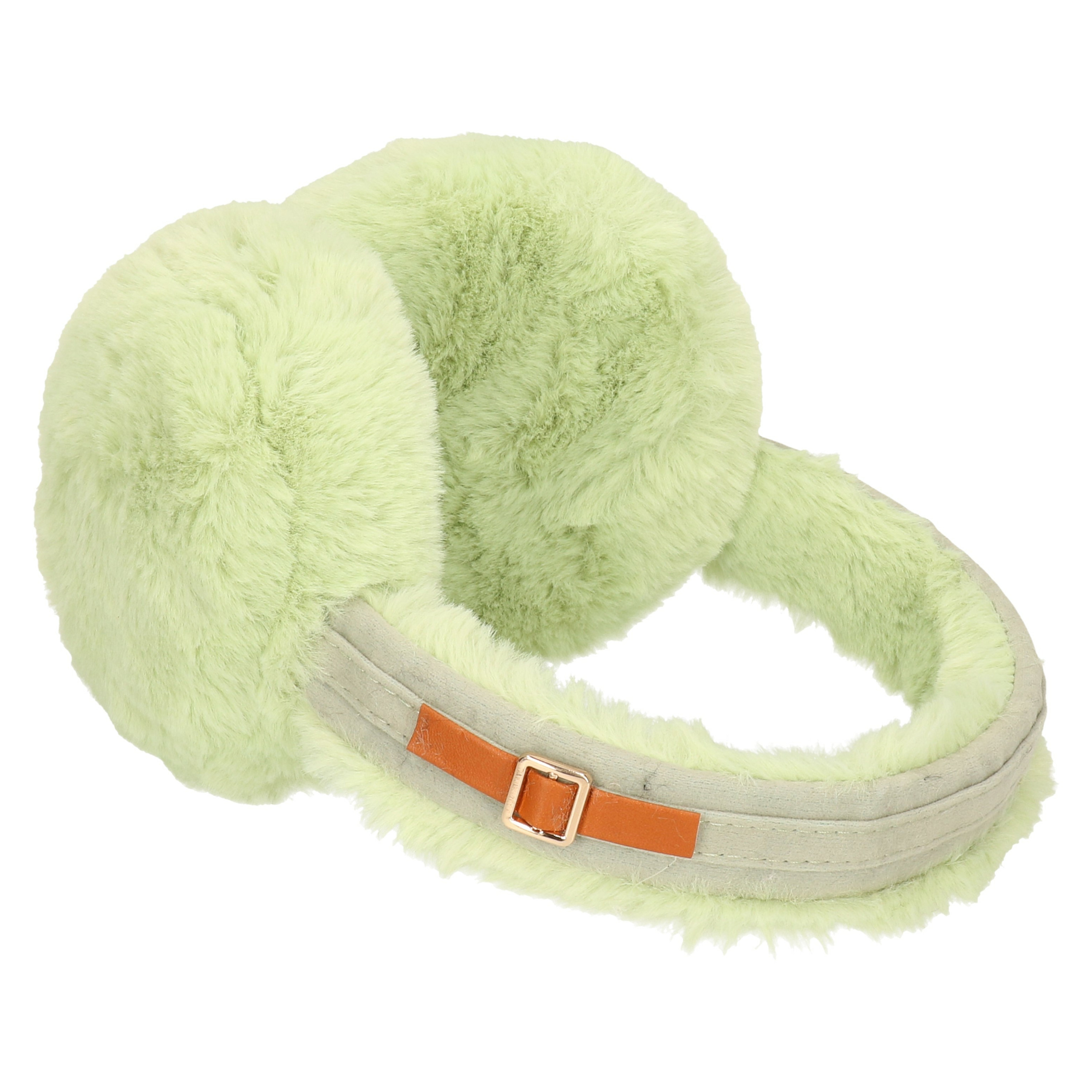 Pluche oorwarmers lime groen voor volwassenen -