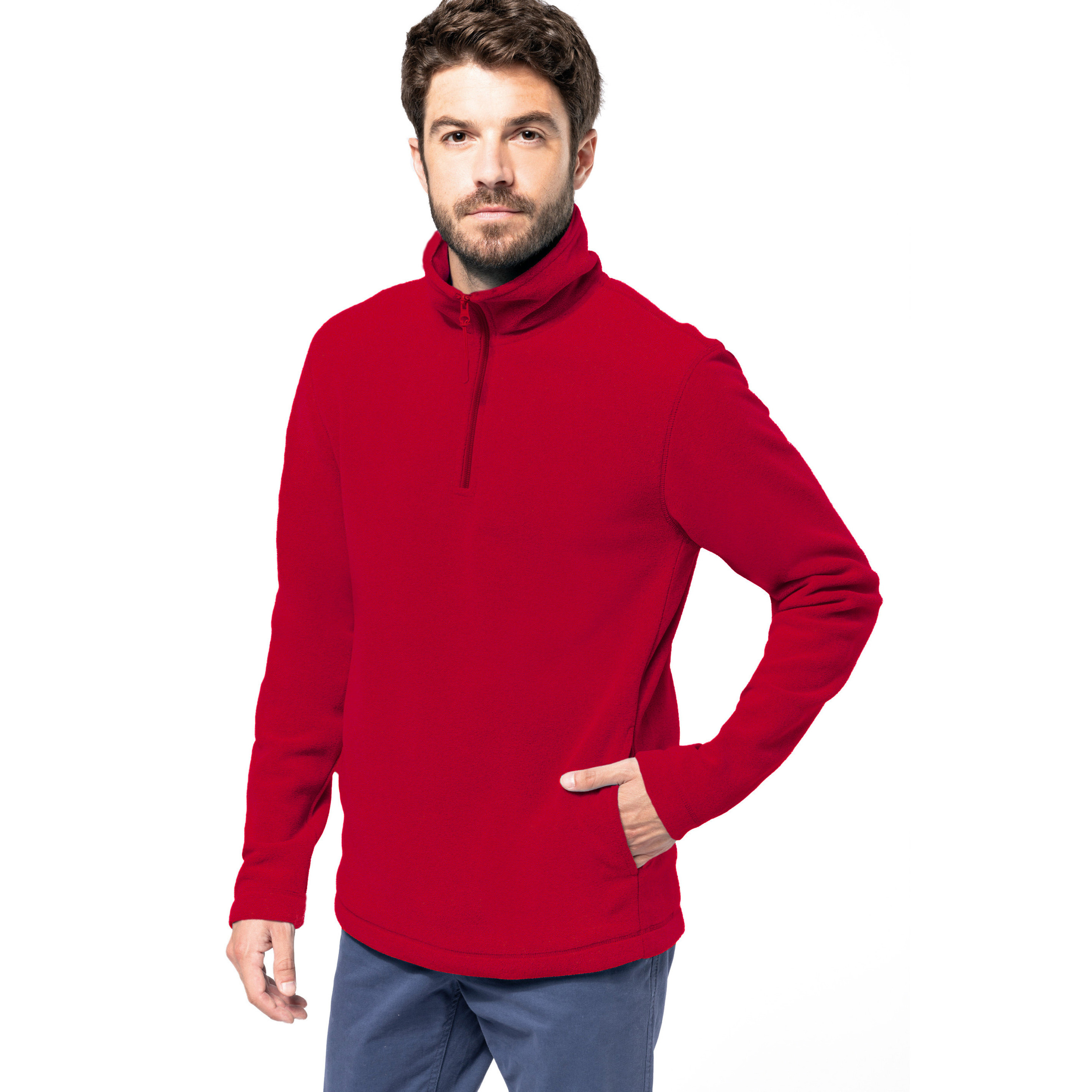Fleece trui - rood - warme sweater - voor heren - polyester 2XL -