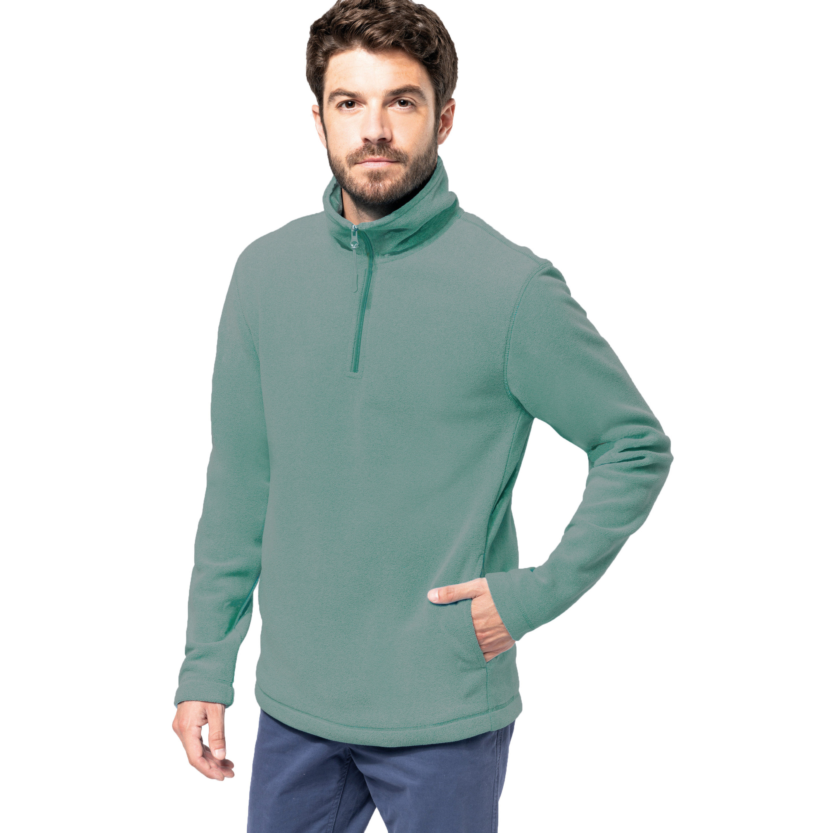 Fleece trui - sky groen - warme sweater - voor heren - polyester M -
