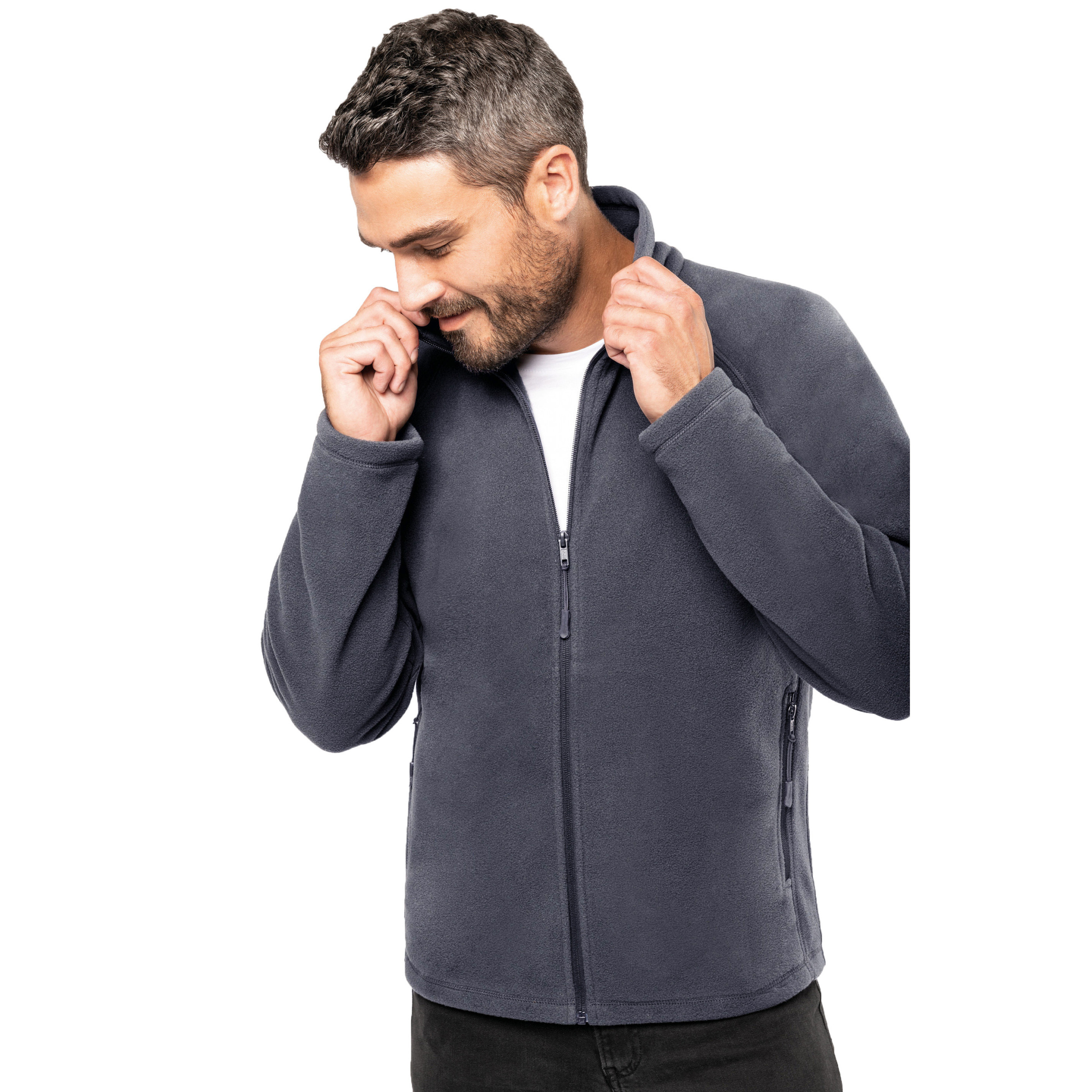 Fleece vest met rits - donkergrijs - warme sweater - trui - heren - polyester 2XL -