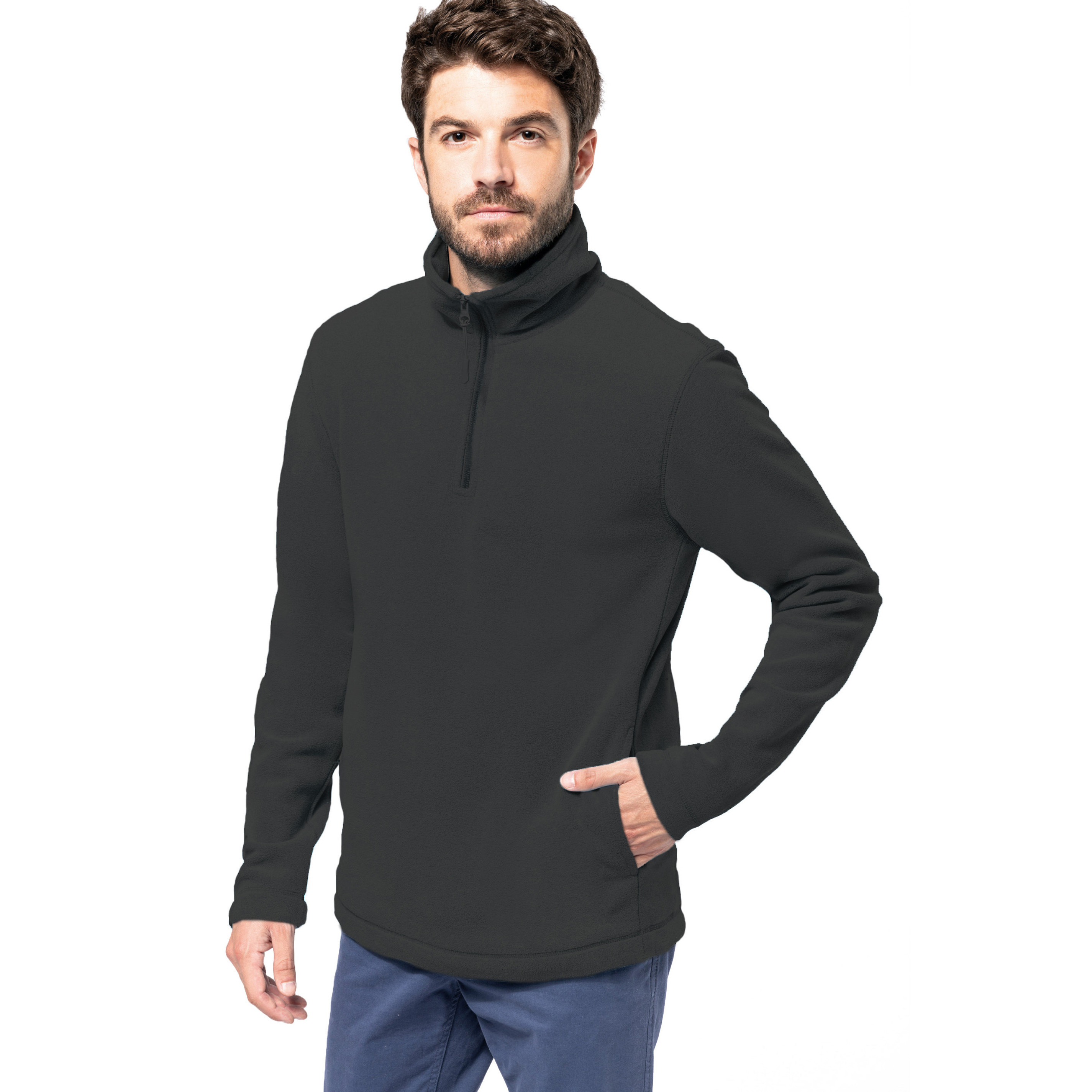 Fleece trui - antraciet - warme sweater - voor heren - polyester L -