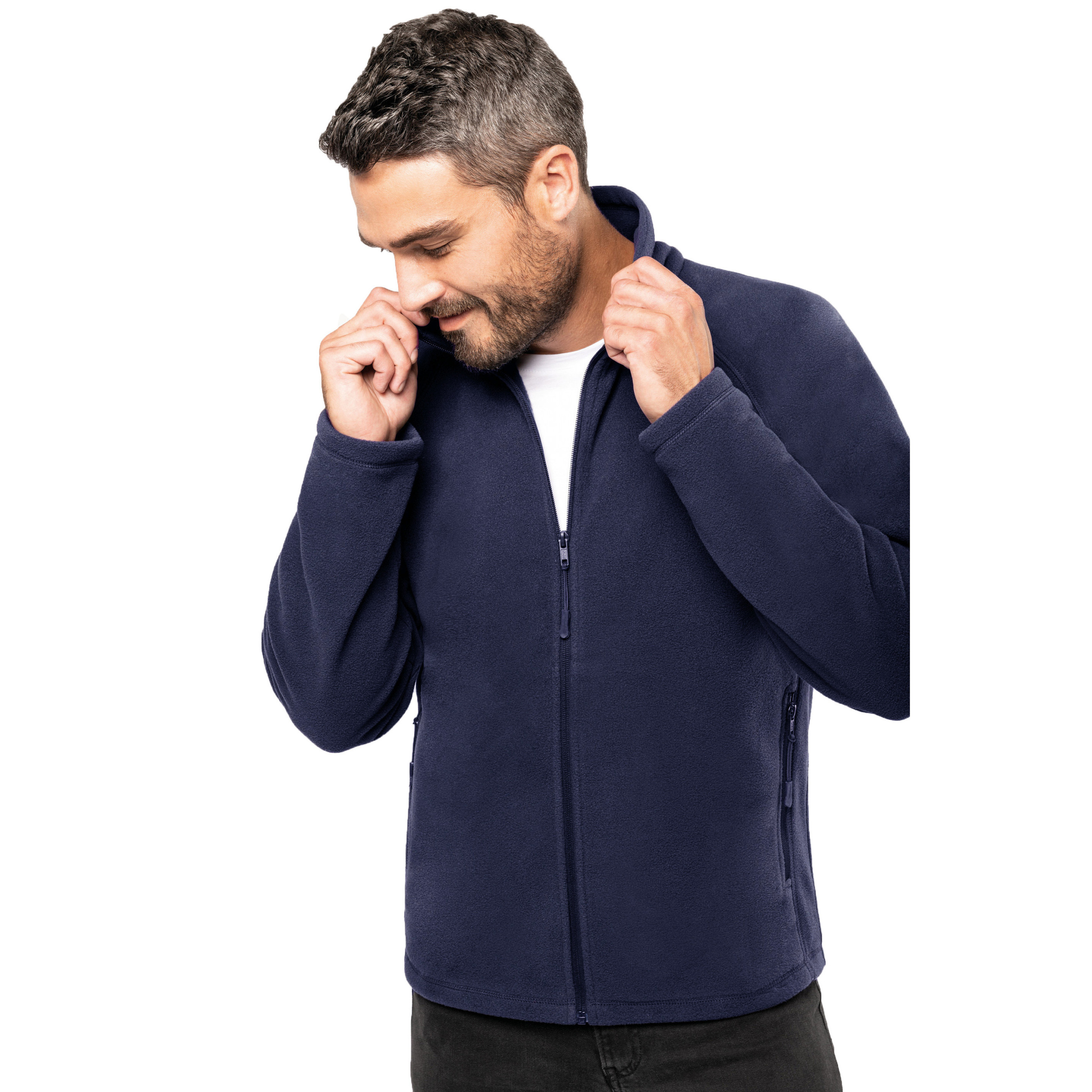 Fleece vest met rits - navy blauw - warme sweater - trui - heren - polyester 2XL -