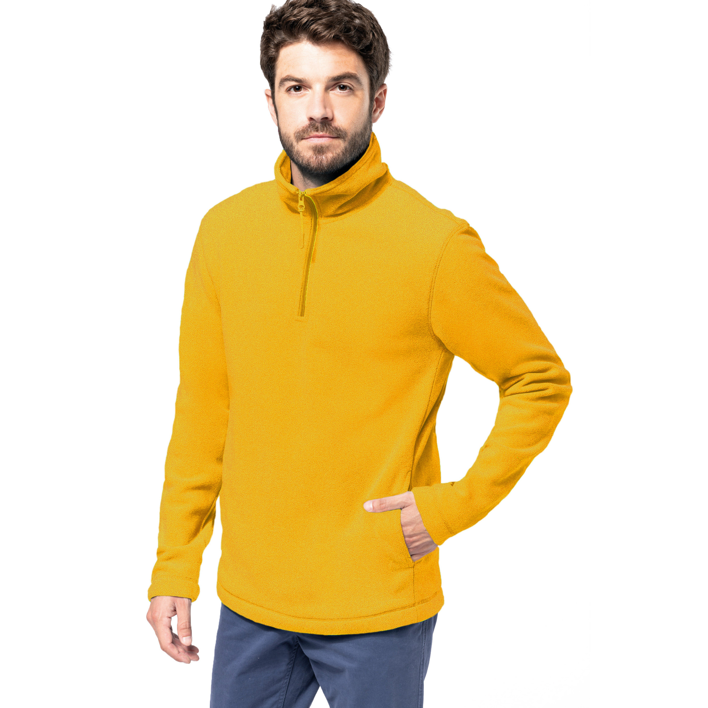 Fleece trui - geel - warme sweater - voor heren - polyester XL -