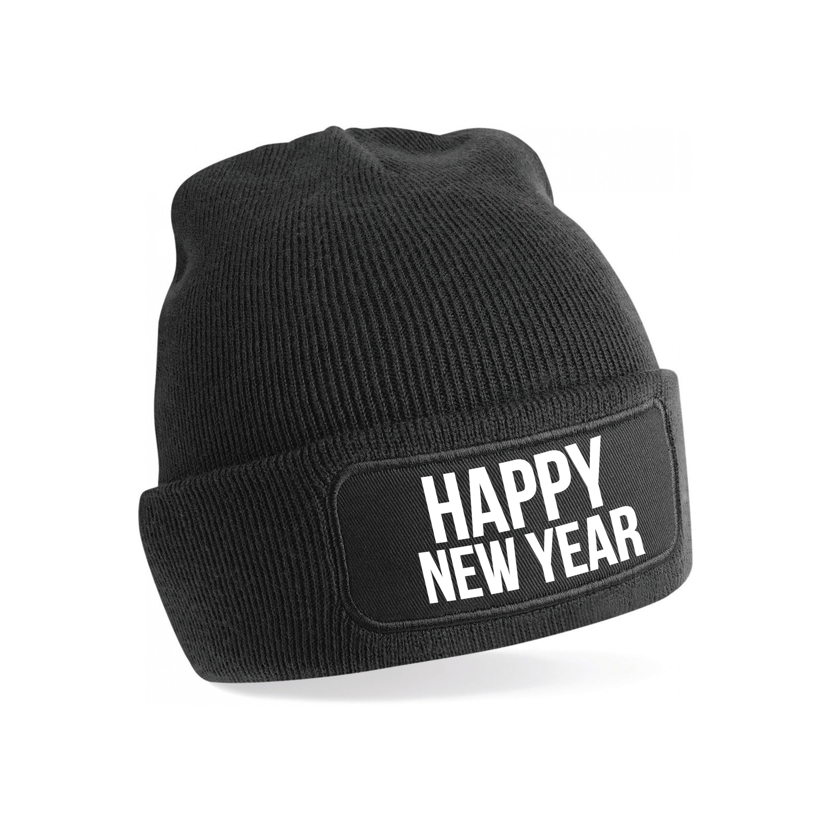 Happy New Year muts unisex - one size - zwart - apres-ski muts One size -