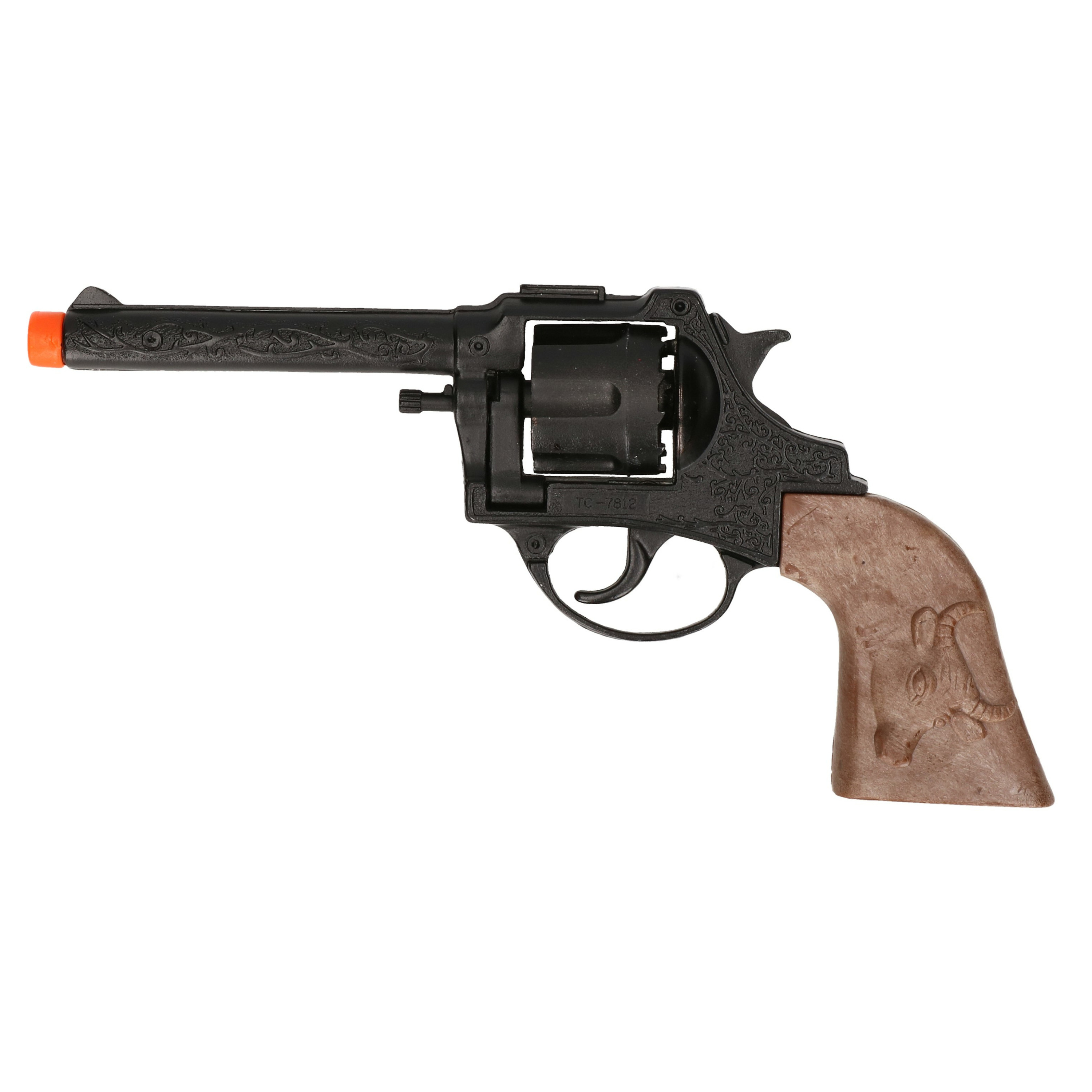 Cowboy speelgoed revolver/pistool metaal 12 schots plaffertjes -