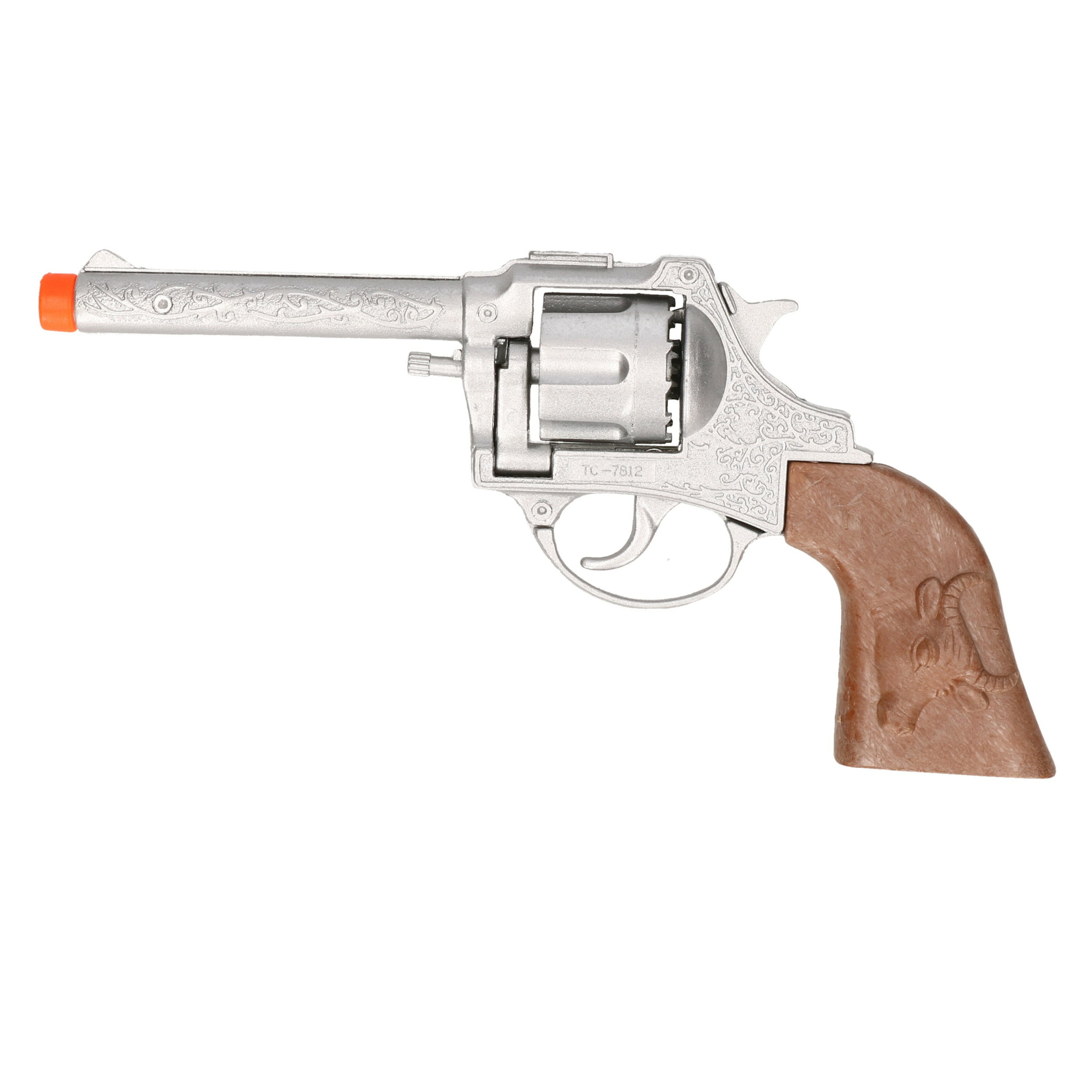 Cowboy speelgoed revolver/pistool metaal 12 schots plaffertjes -