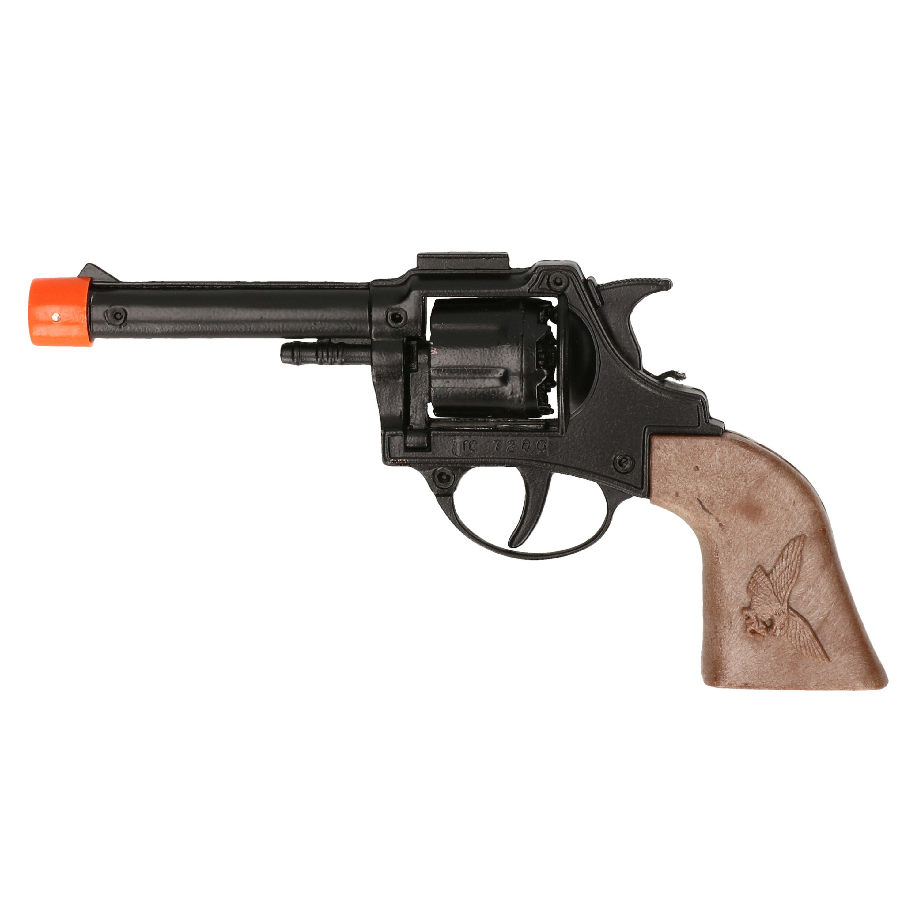 Cowboy/Politie speelgoed pistool - metaal - 8-schots plaffertjes - Wapens - Kind/volwassenen -